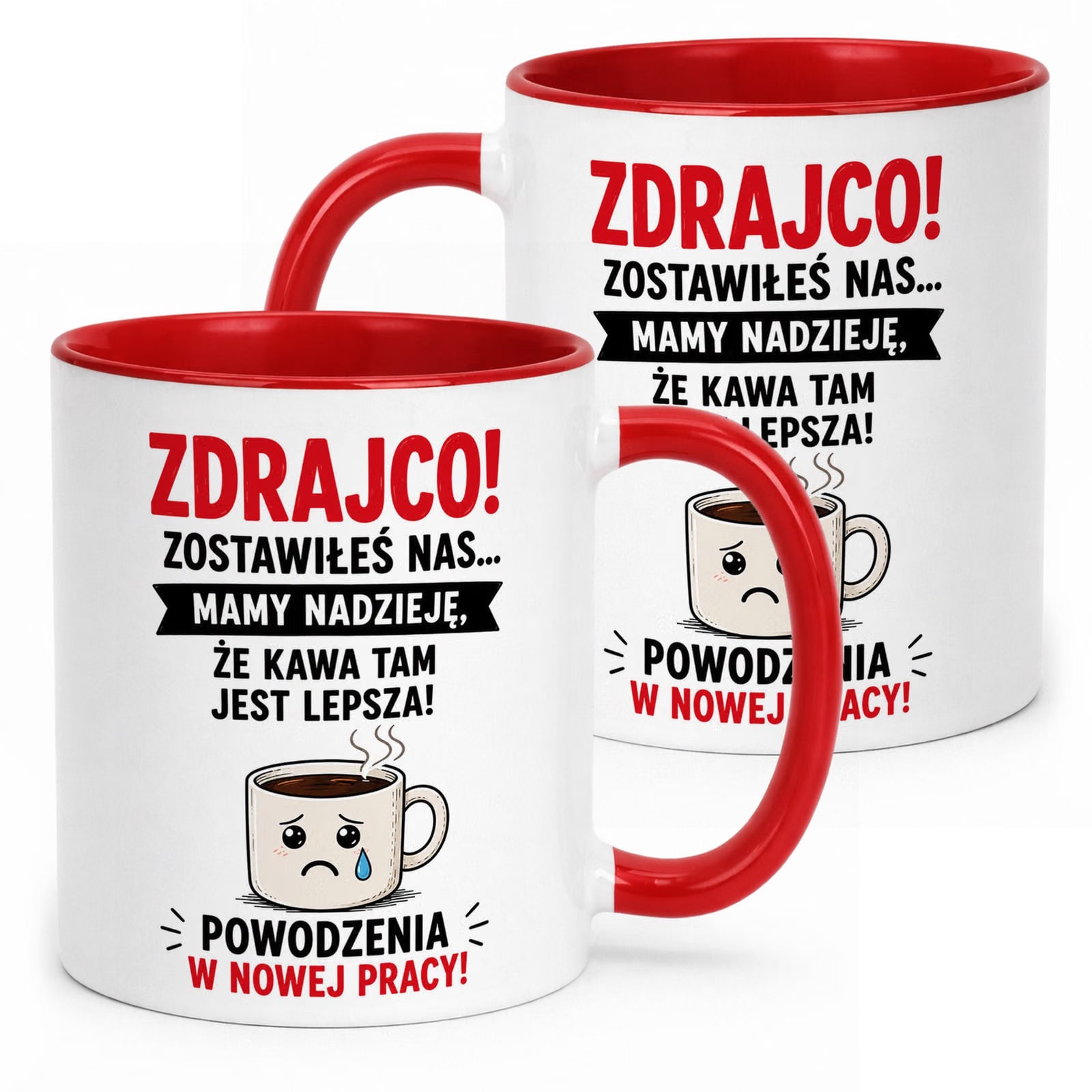 Kubek Czerwony z nadrukiem Pożegnanie Odejście z Pracy Dla Kolegi Prezent