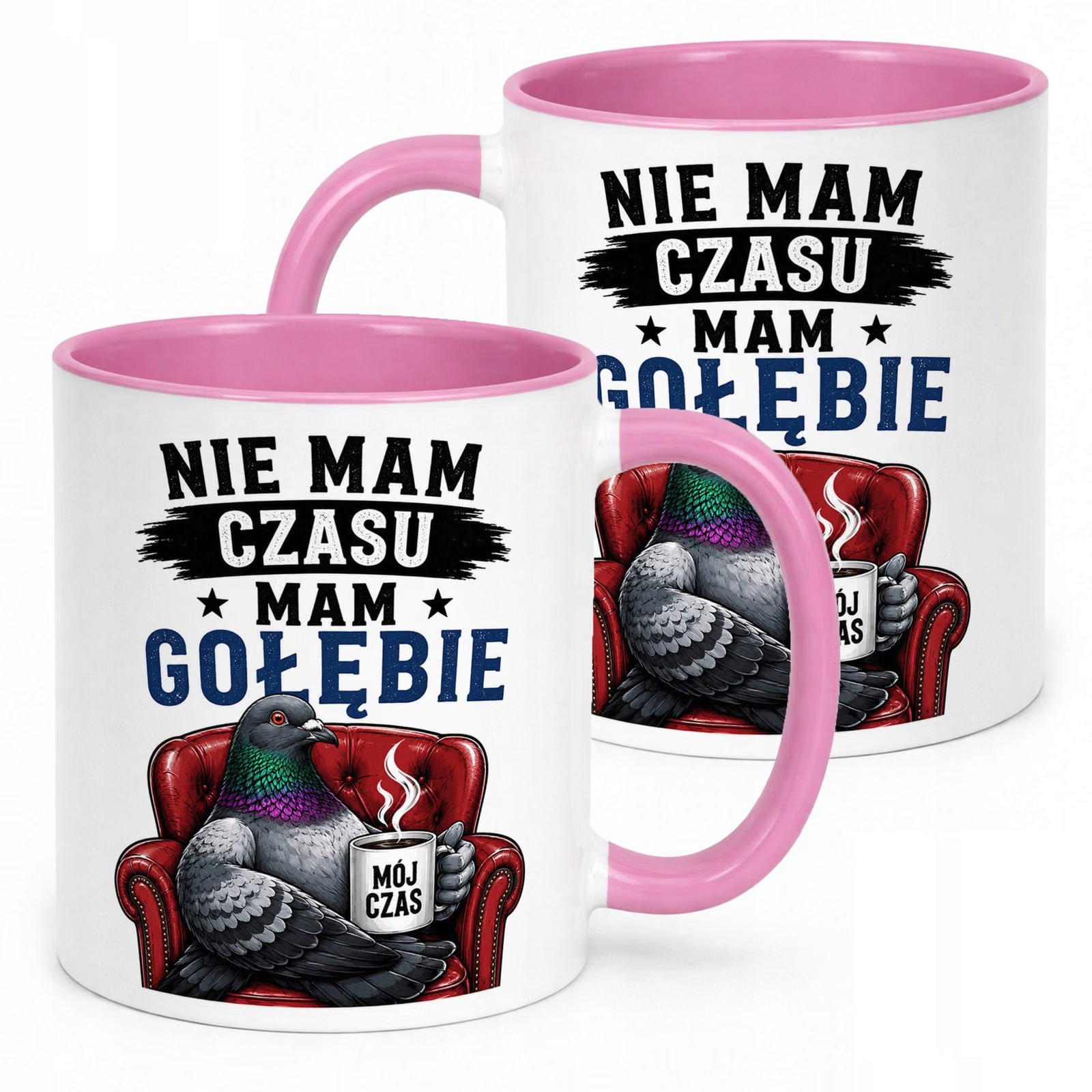 Różowy Kubek z nadrukiem Dla Gołębiarza Hodowcy Gołębi Upominek Prezent