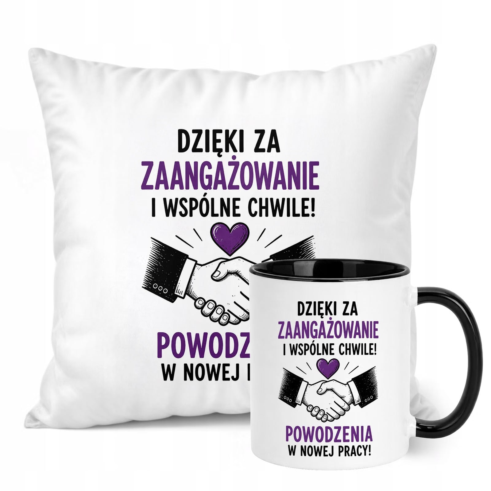 Zestaw Kubek Czarny Poduszka Z Nadrukiem Odejście z Pracy Prezent