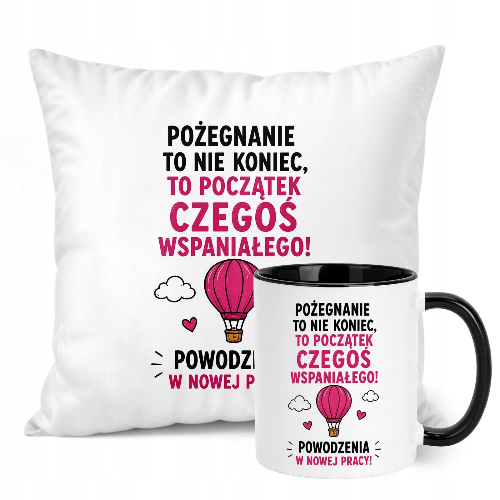 Zestaw Kubek Czarny Poduszka Z Nadrukiem Odejście z Pracy Prezent