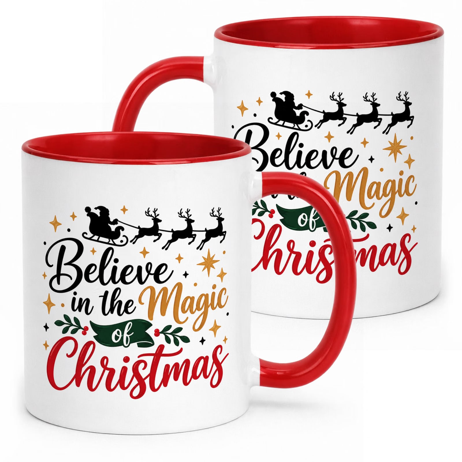 Kubek Czerwony z Nadrukiem Boże Narodzenie Believe In The Magic Prezent