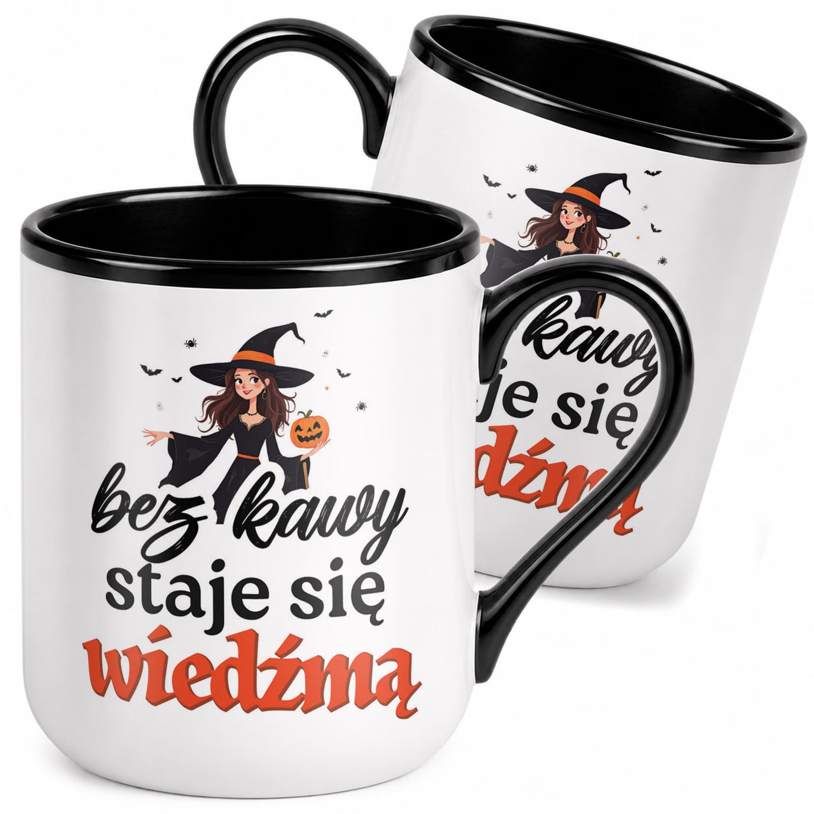 Kubek z nadrukiem Premium Czarny Jesień Halloween Upominek Prezent