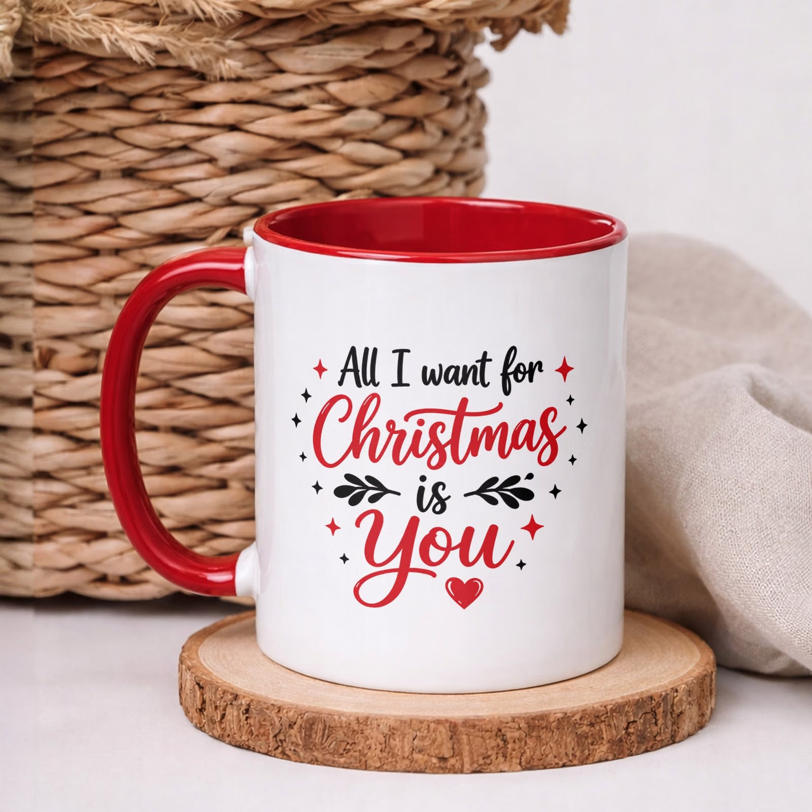 Kubek Czerwony z Nadrukiem Boże Narodzenie All I Want For Christmas Prezent