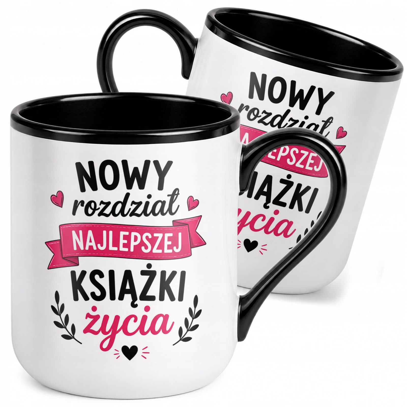 Kubek z nadrukiem Premium Czarny Emerytura Dla Emerytki Upominek Prezent