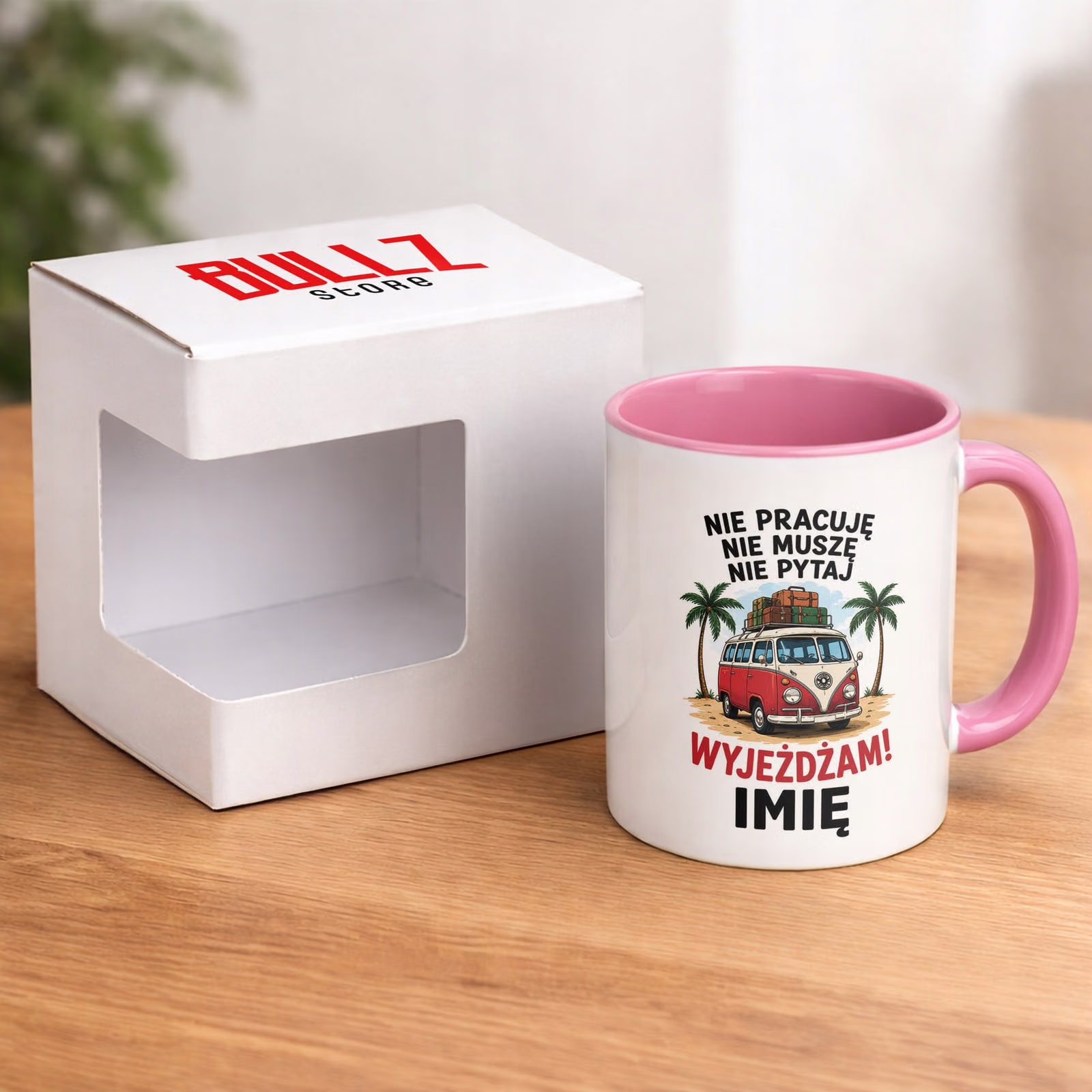Kubek Różowy Personalizowany z Nadrukiem Emerytura Upominek Prezent