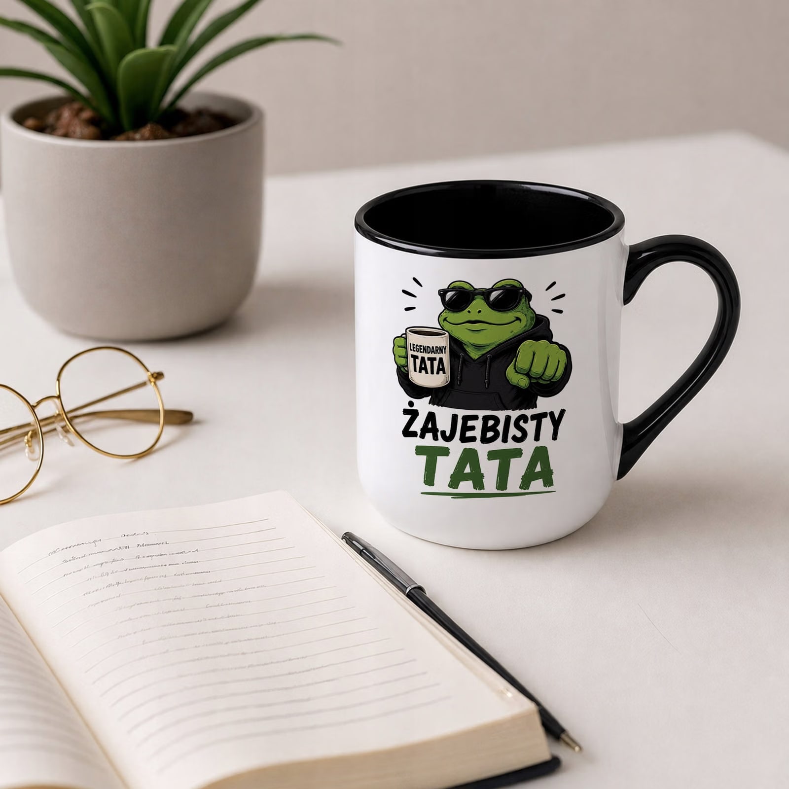 Kubek z nadrukiem Premium Czarny Dla Taty Dzień Ojca Upominek Prezent