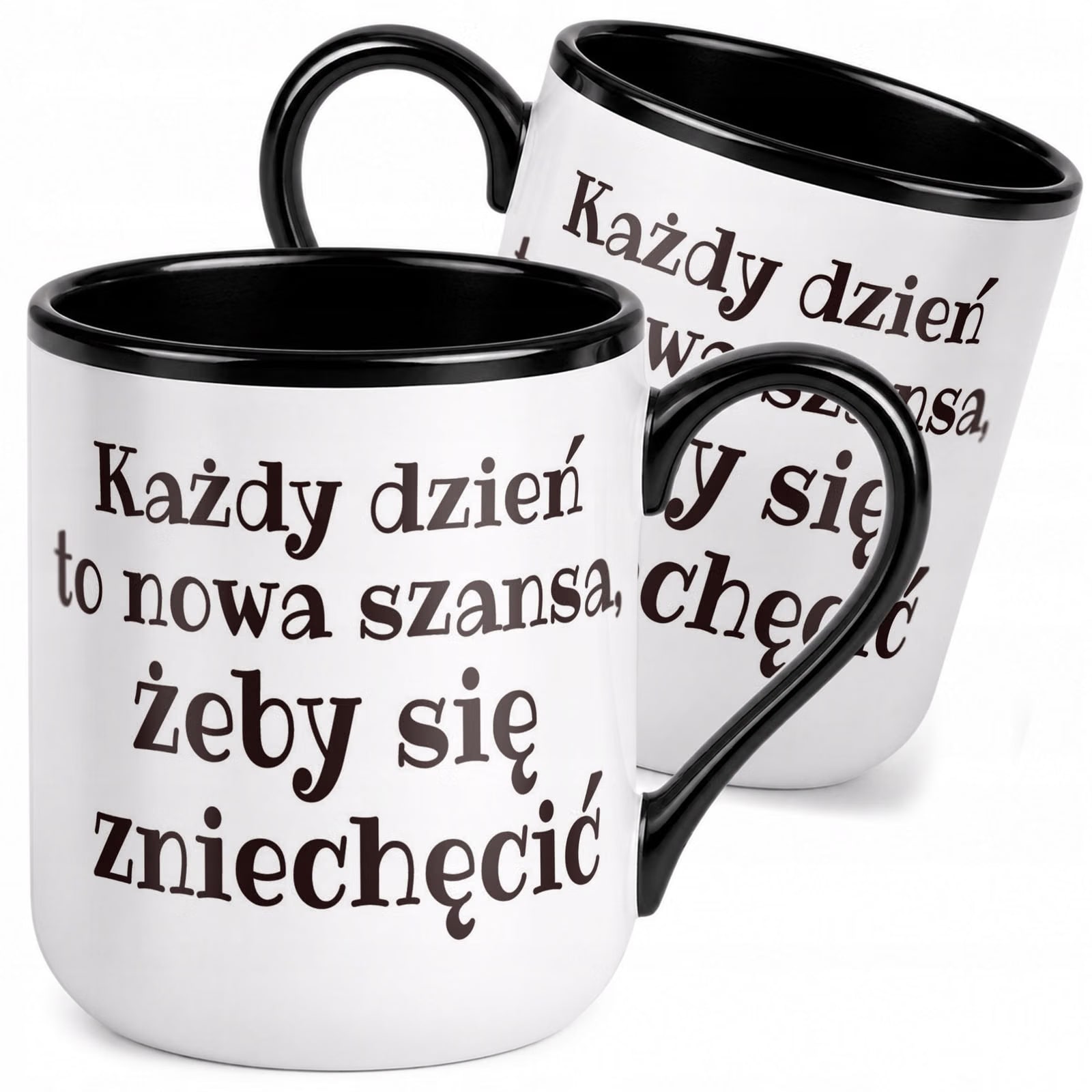 Kubek z nadrukiem Premium Czarny Każdy Dzień To Nowa Szansa Prezent