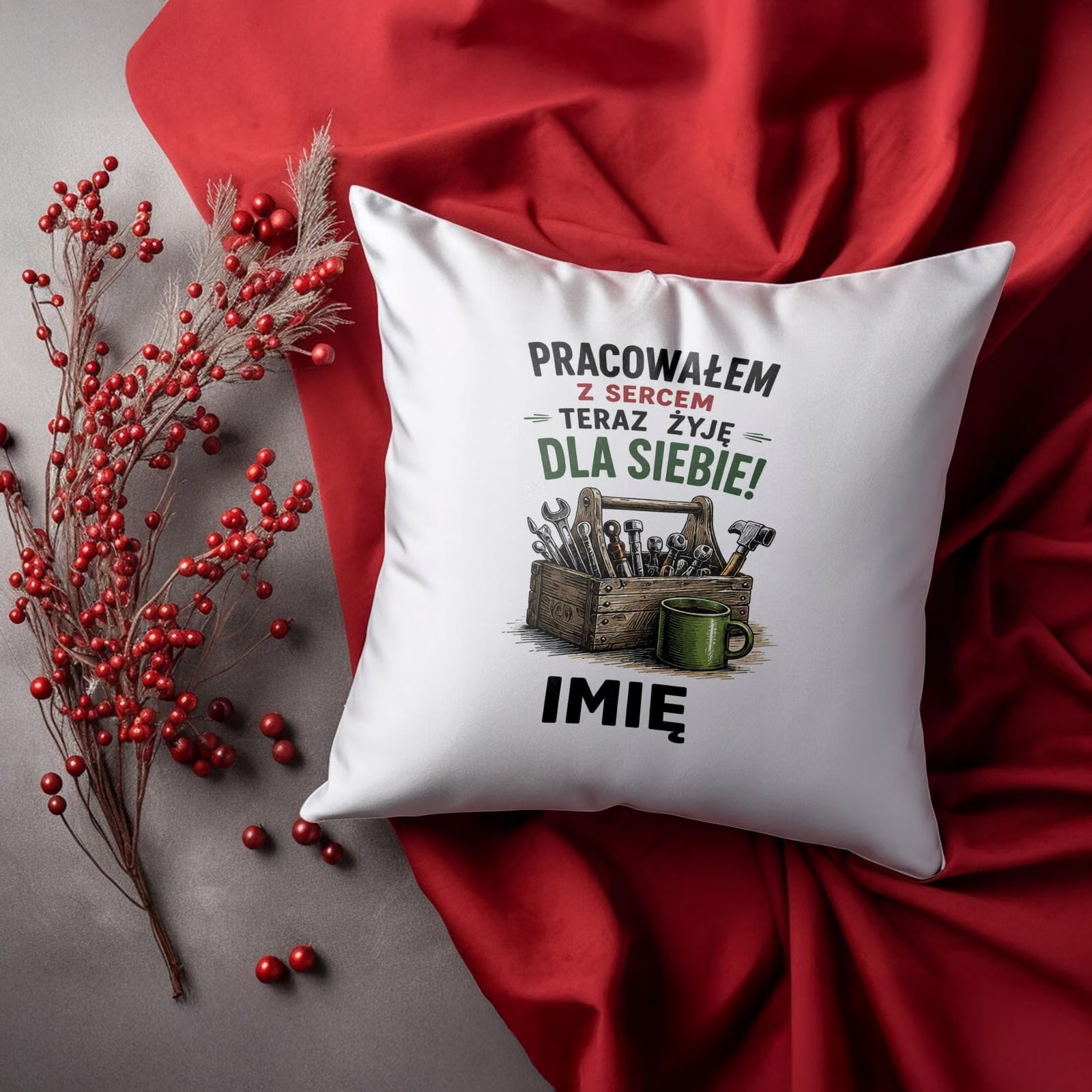 Poduszka Jasiek Personalizowana 38x38cm z Nadrukiem Emerytura Prezent