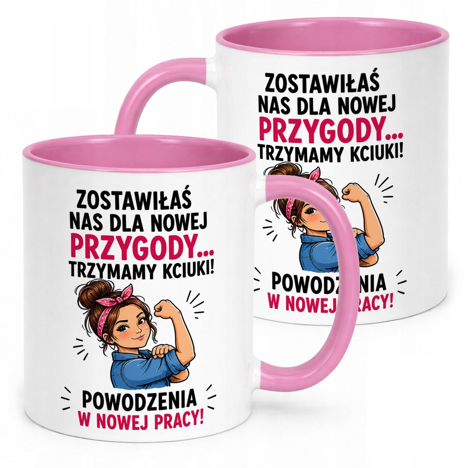 Kubek Różowy z nadrukiem Pożegnanie Odejście z Pracy Dla Koleżanki