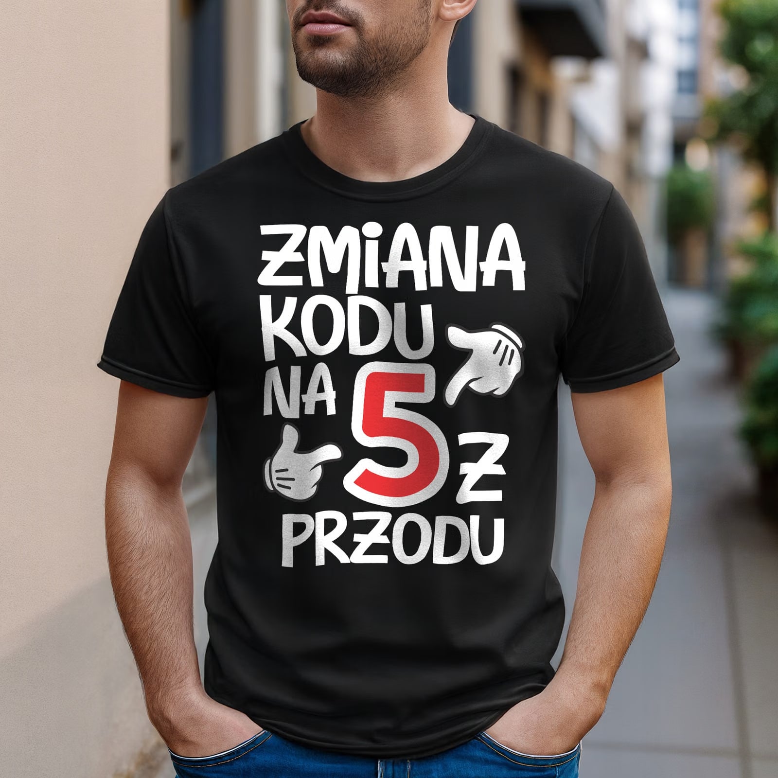 Koszulka czarna męska Zmiana Kodu 50 Urodziny Prezent