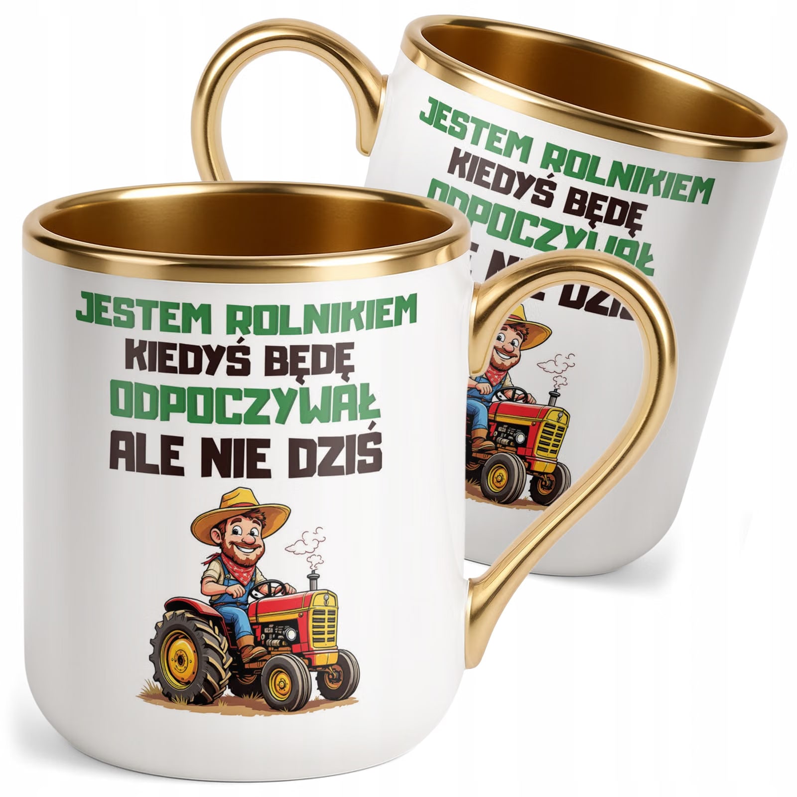 Kubek Premium Złoty Rolnik Dla Rolnika Traktor Zabawny Prezent