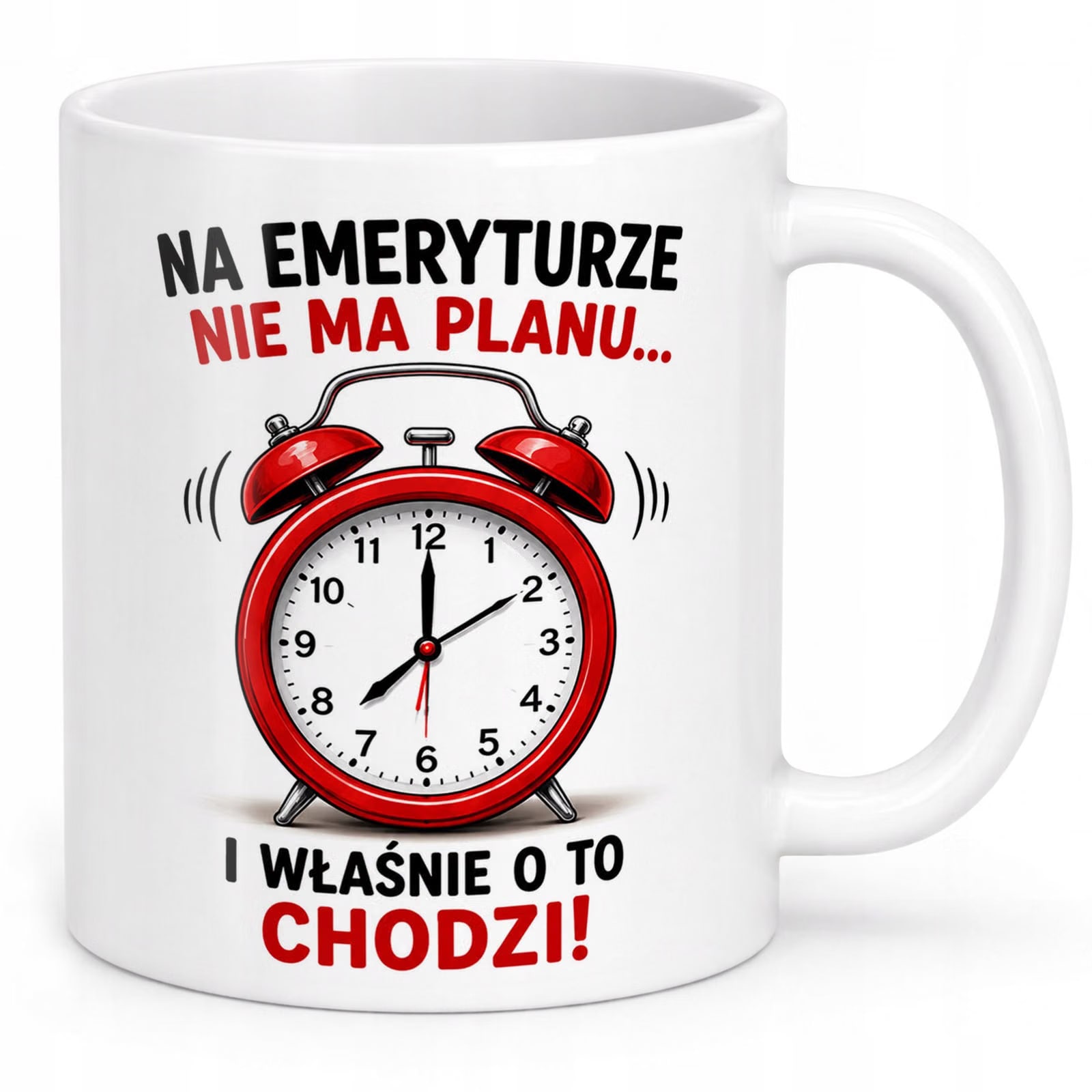 Biały Kubek z nadrukiem Emerytura Dla Emeryta Emerytki Upominek Prezent