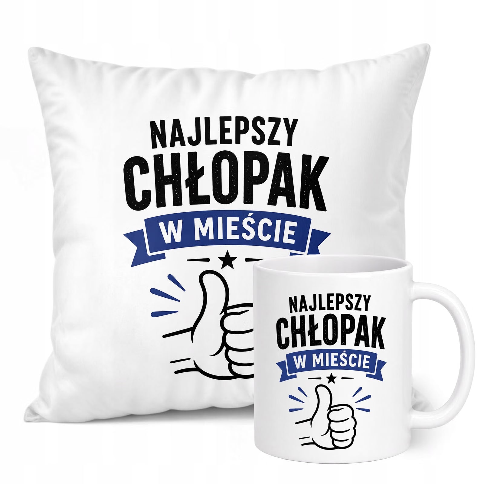 Zestaw Kubek Biały Poduszka Dzień Chłopaka Z Nadrukiem Prezent Upominek