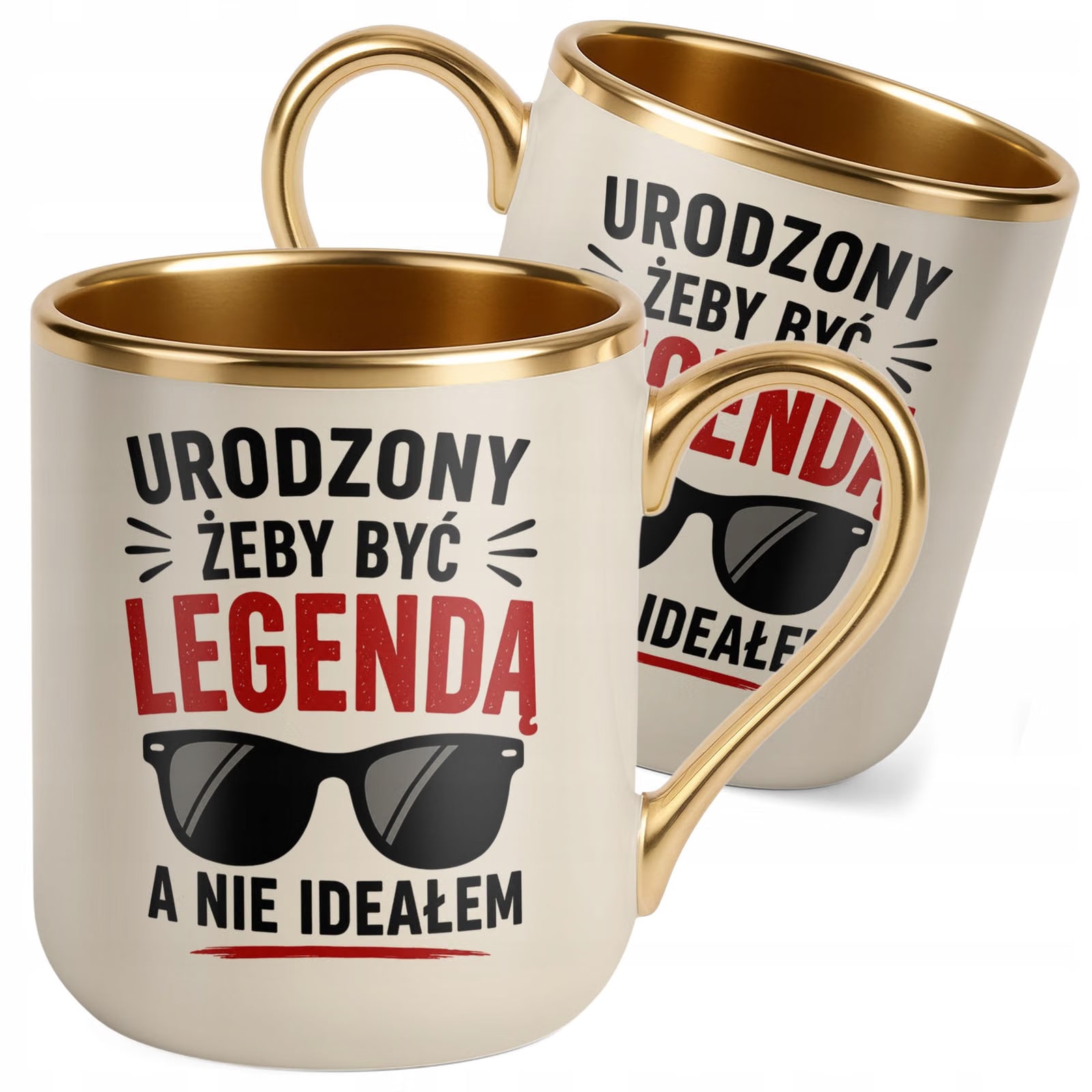 Kubek z nadrukiem Premium Złoty Ecru Dzień Chłopaka Mężczyzny Prezent