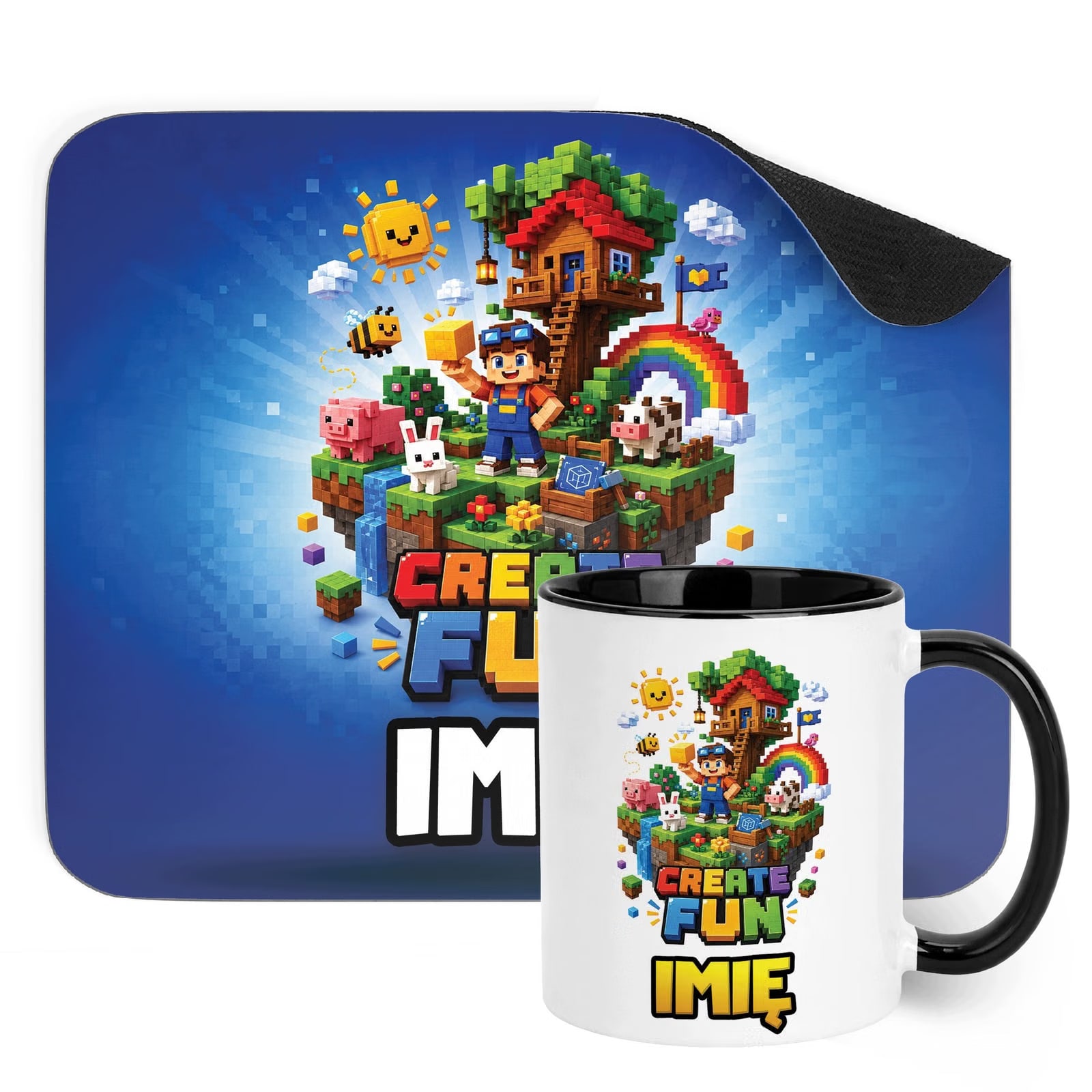 Zestaw personalizowany Kubek Czarny Podkładka pod mysz gra Create Fun
