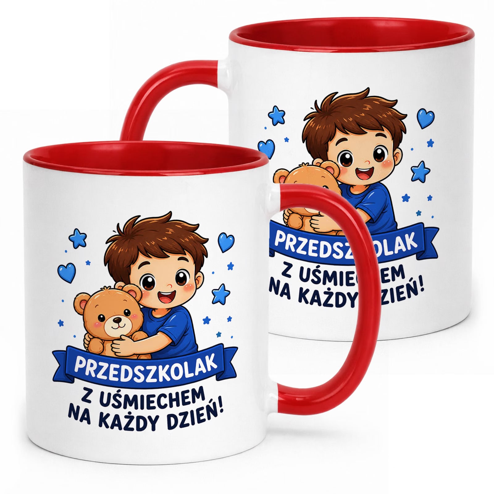 Kubek Czerwony z nadrukiem Przedszkolak Szkoła Dla Dzieci Prezent