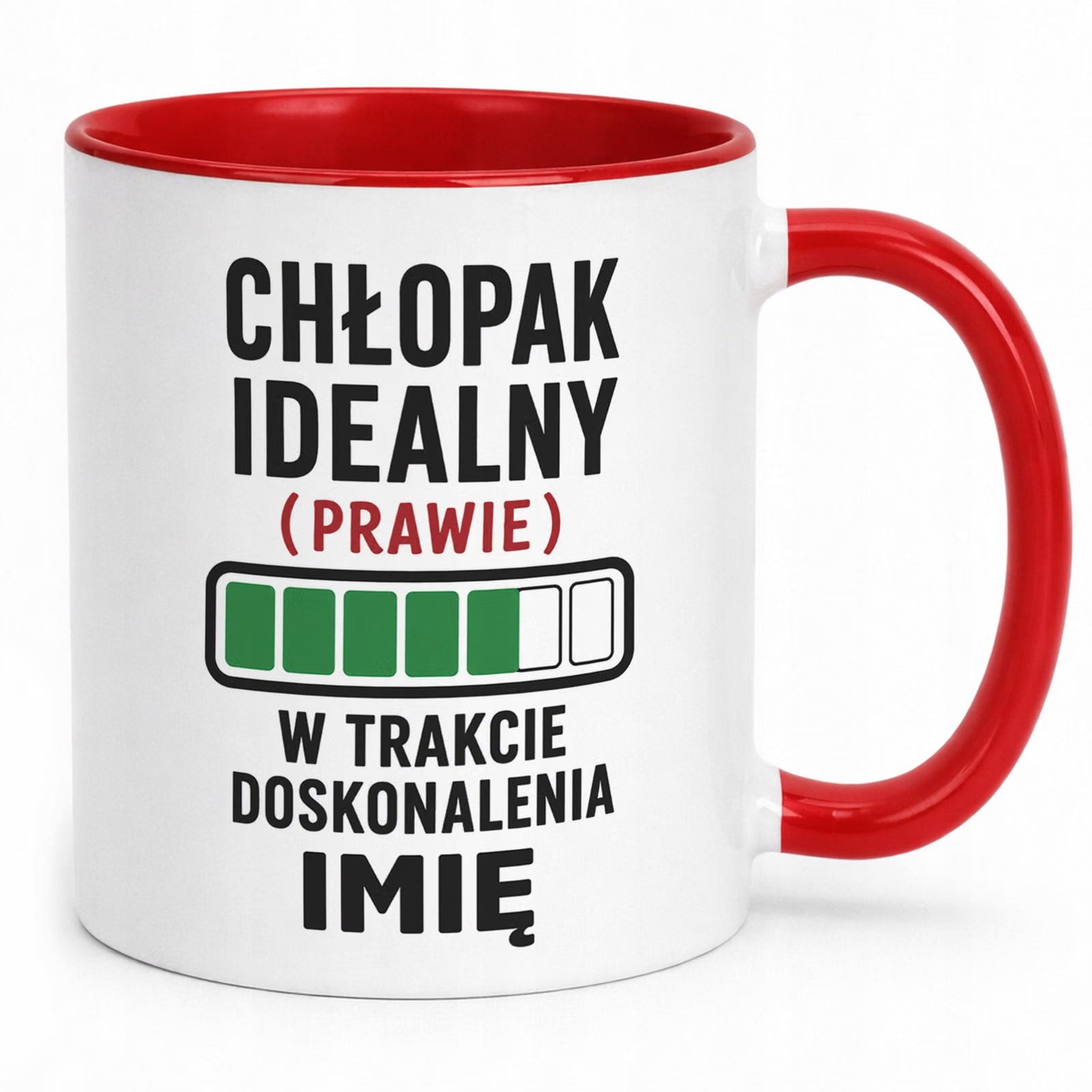 Czerwony Kubek personalizowany z nadrukiem Dzień Chłopaka Mężczyzny Prezent