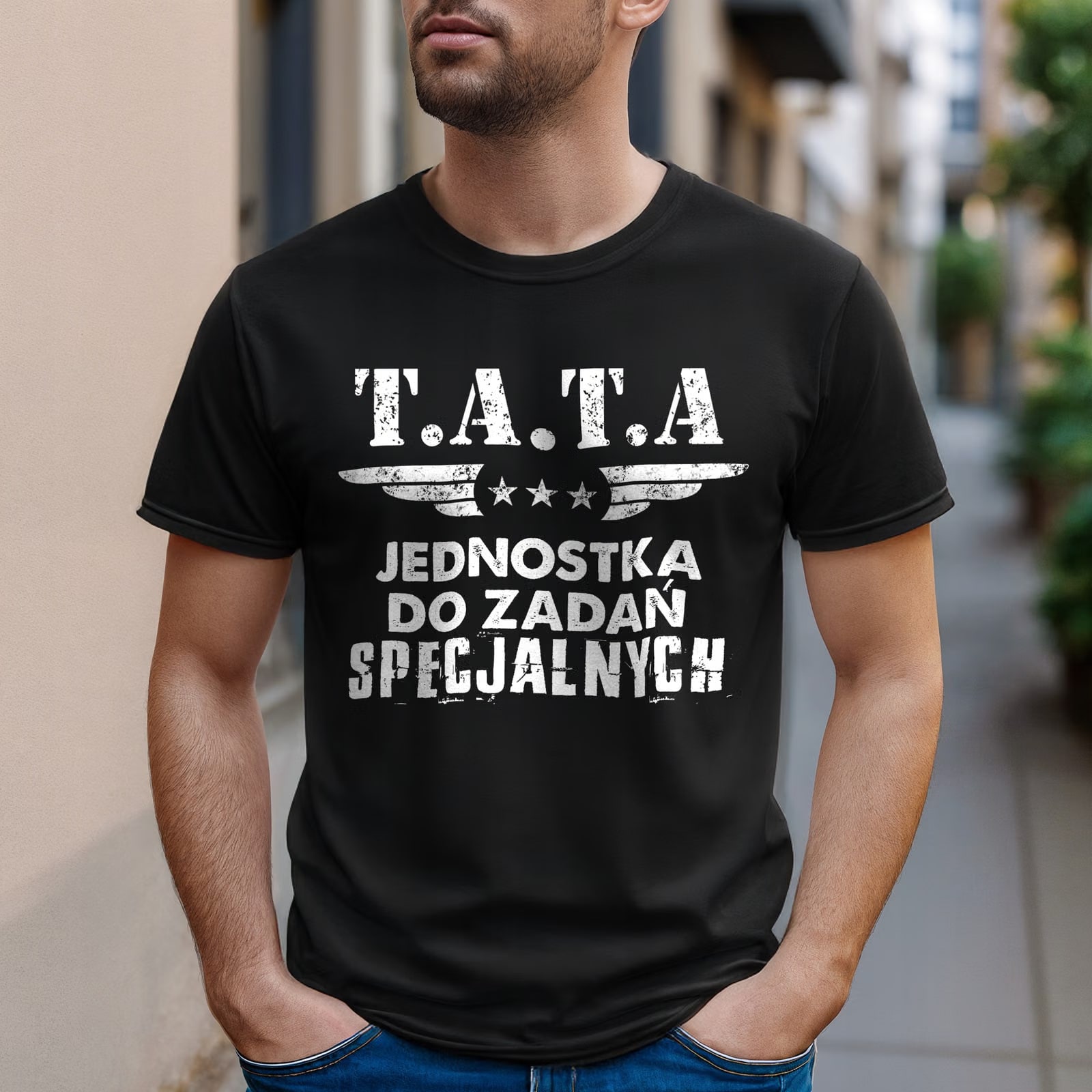 Koszulka czarna męska Dzień Ojca Dla Taty Prezent