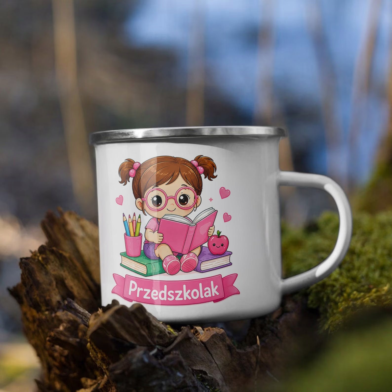 Zestaw Kubek Emaliowany Poduszka Z Nadrukiem Przedszkolak Szkoła Prezent