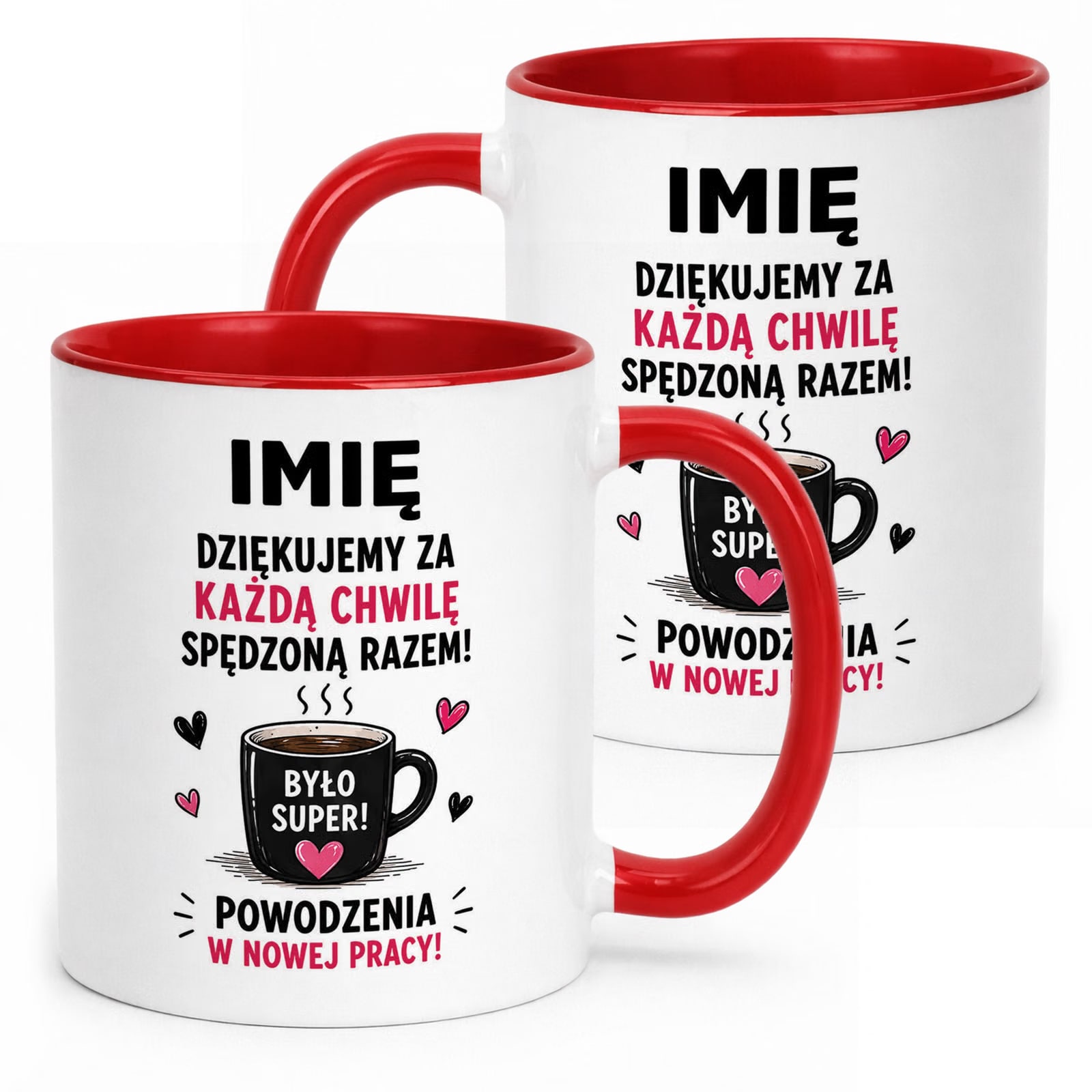 Kubek Czerwony Personalizowany z Nadrukiem Pożegnanie Odejście z Pracy
