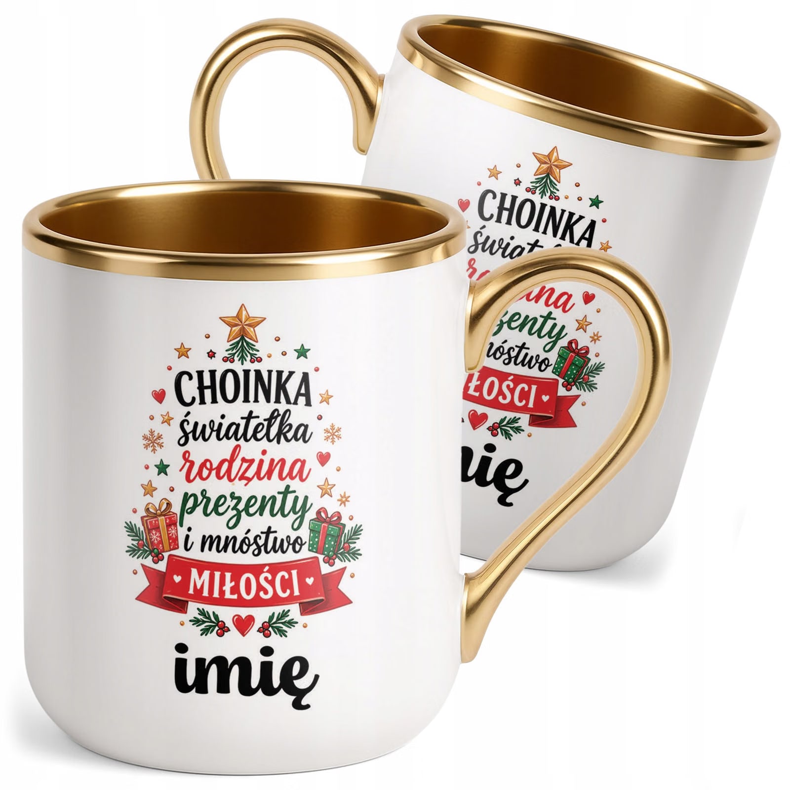 Kubek Personalizowany Premium Złoty Boże Narodzenie Święta Prezent