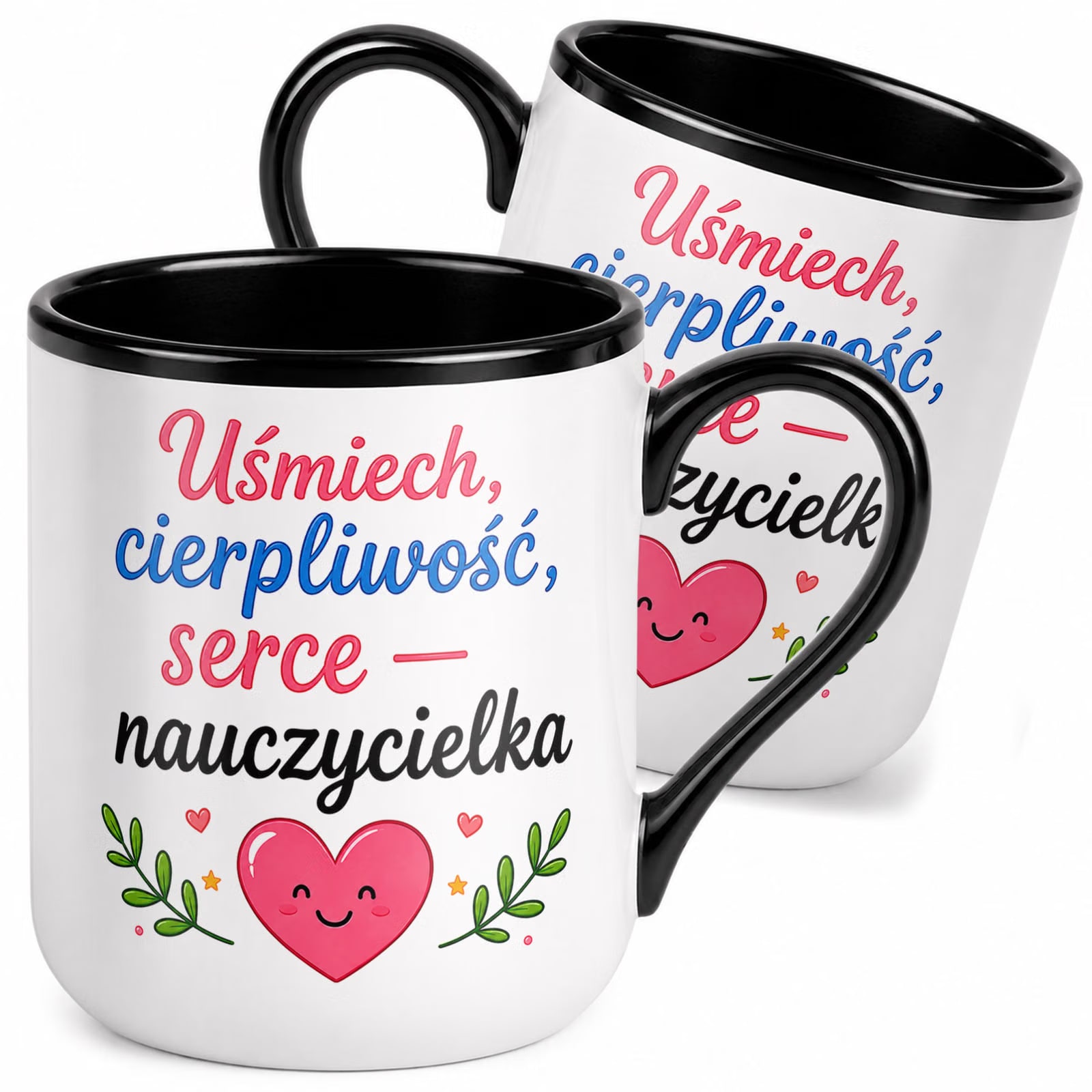 Kubek z nadrukiem Premium Czarny Dzień Nauczyciela Dla Nauczycielki Prezent