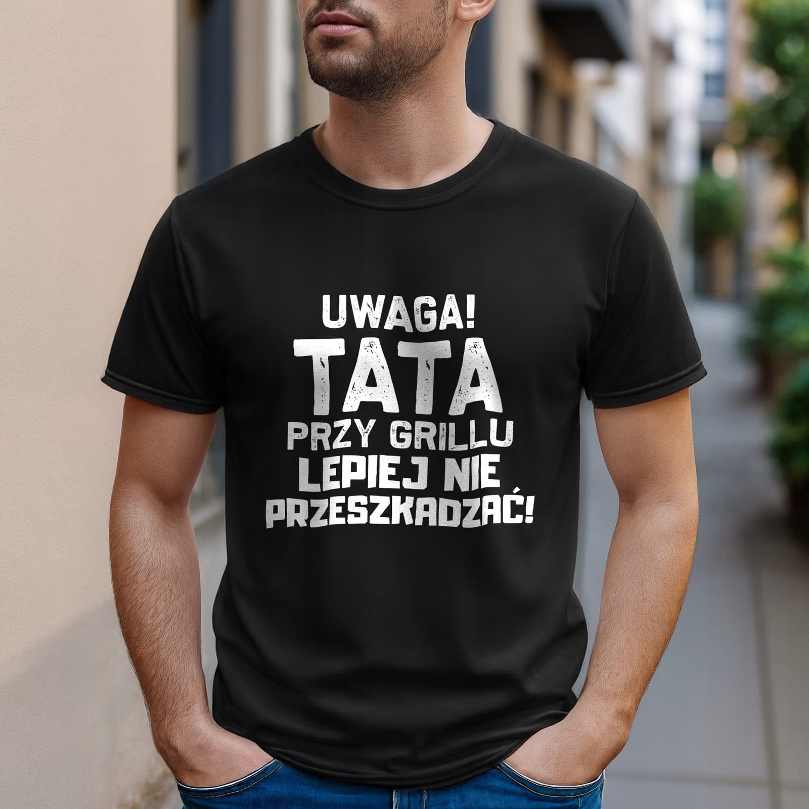 Koszulka czarna męska Dzień Ojca Dla Taty Prezent