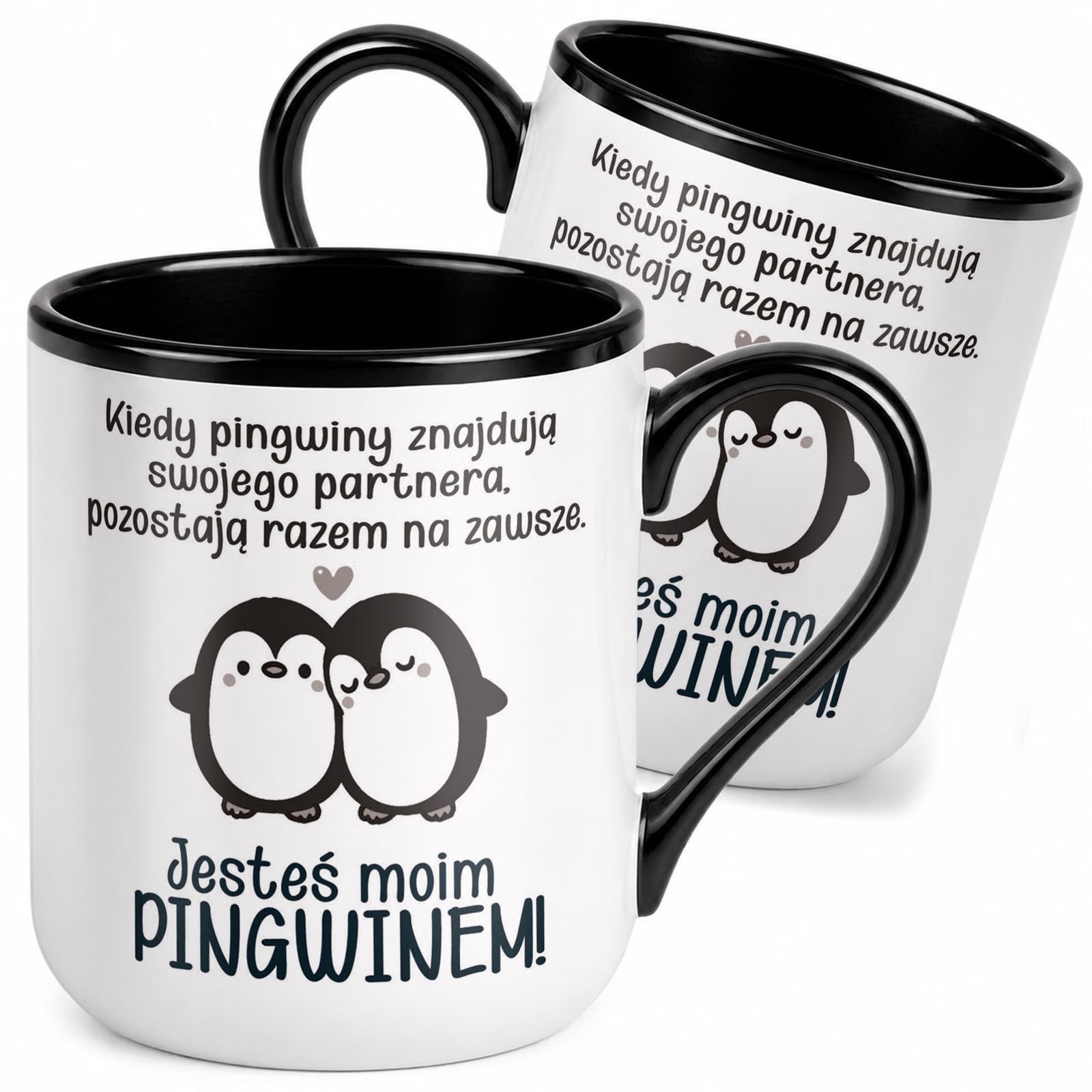 Kubek z nadrukiem Premium Czarny Walentynki Kocham Cię Upominek Prezent