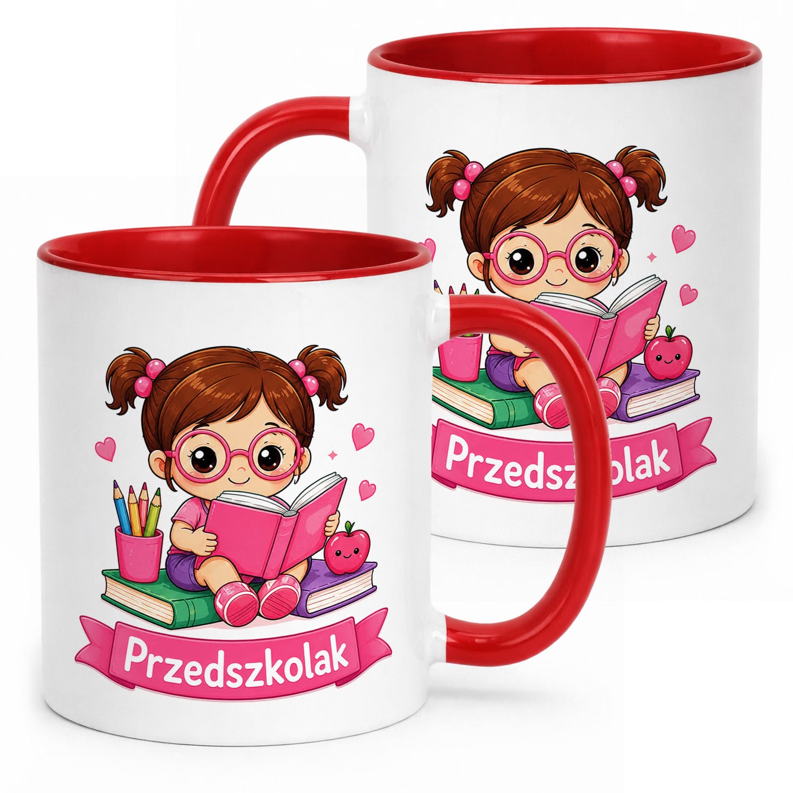 Kubek Czerwony z nadrukiem Przedszkolak Szkoła Dla Dzieci Prezent