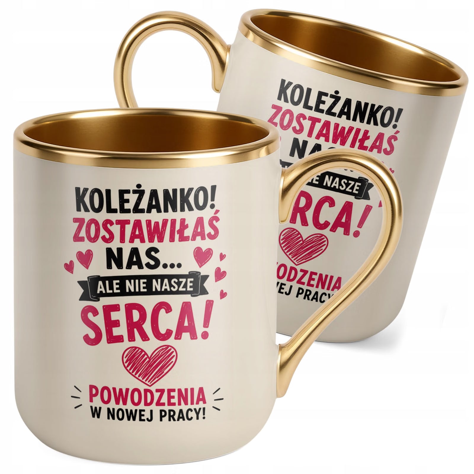 Kubek z nadrukiem Premium Złoty Ecru Pożegnanie Odejście z Pracy