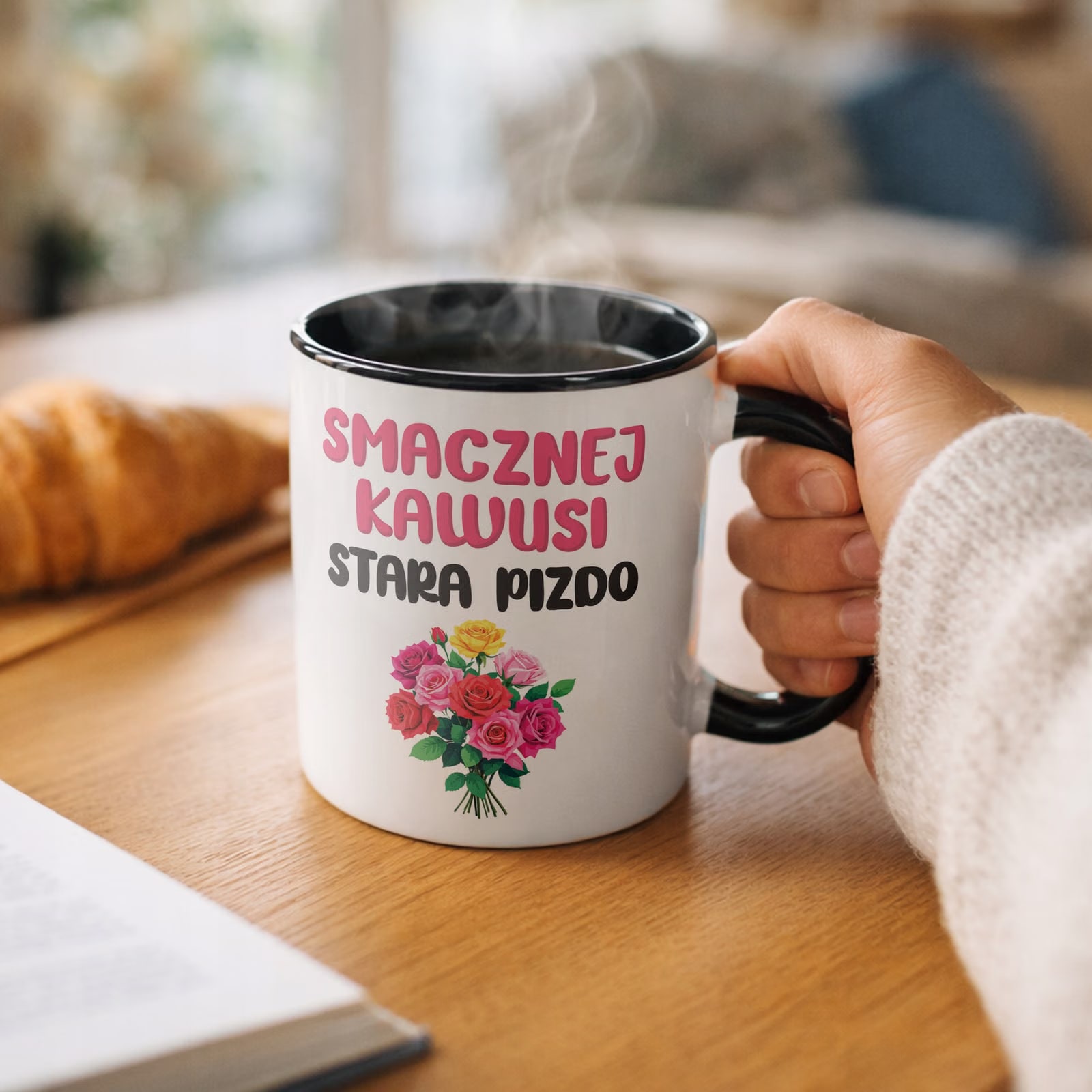 Kubek Czarny Smacznej Kawus Stara Piz*o Śmieszny Zabawny Prezent