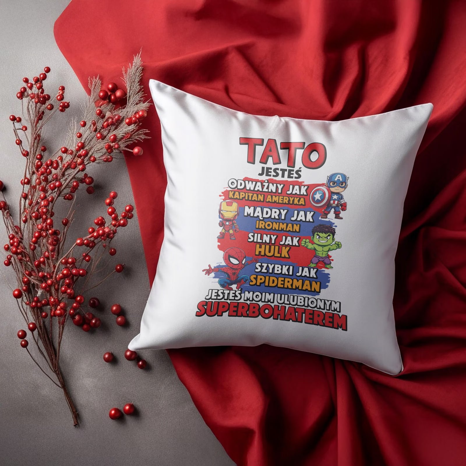 Poduszka 38x38cm Dzień Ojca Dla Taty Tata Bohater Prezent