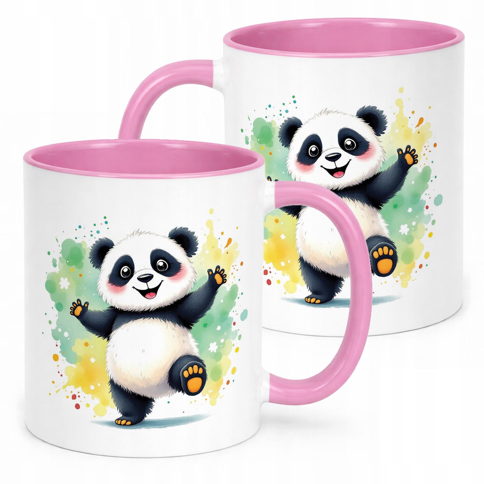 Kubek Różowy Panda Zwierzak Słodki Dla Dzieci Prezent