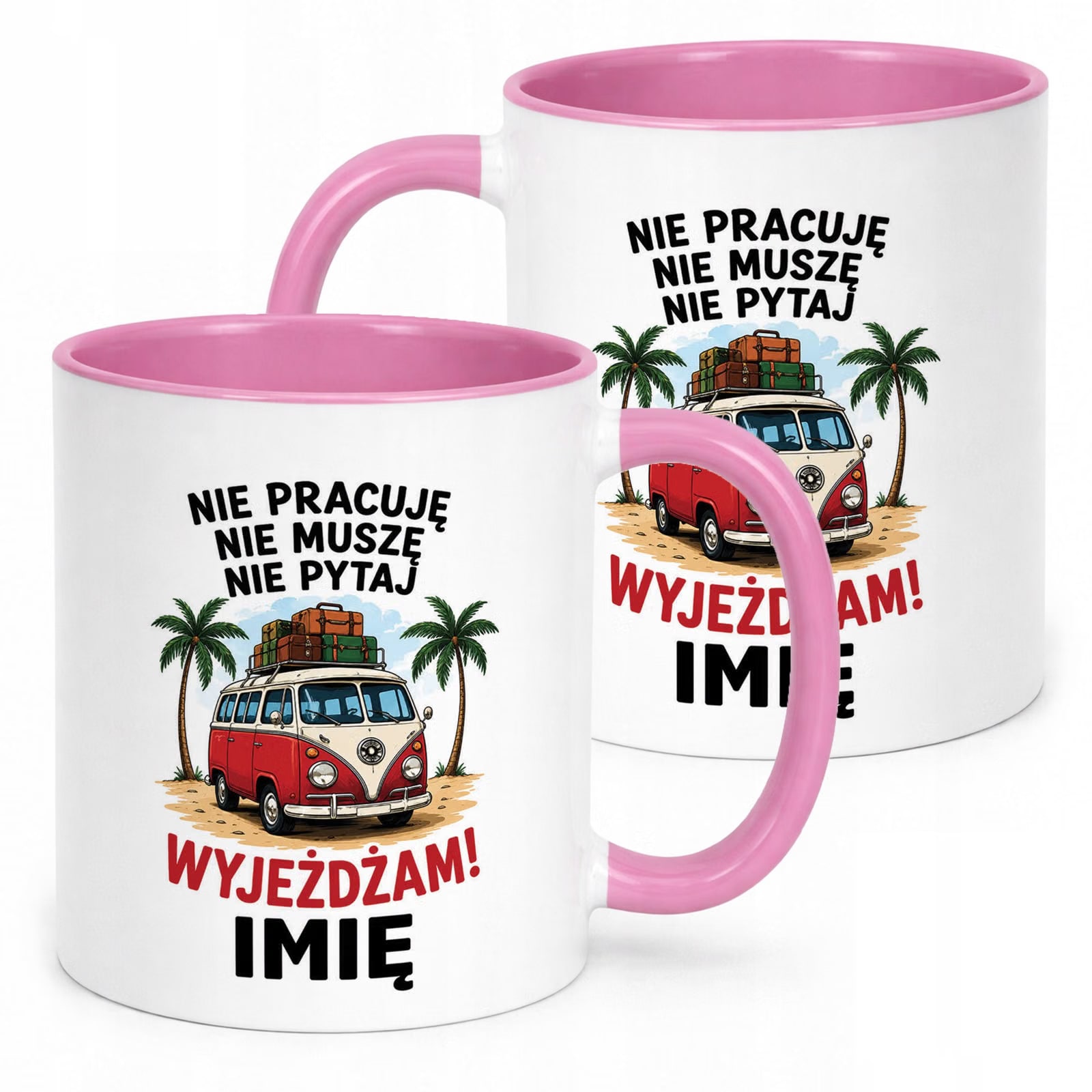 Kubek Różowy Personalizowany z Nadrukiem Emerytura Upominek Prezent