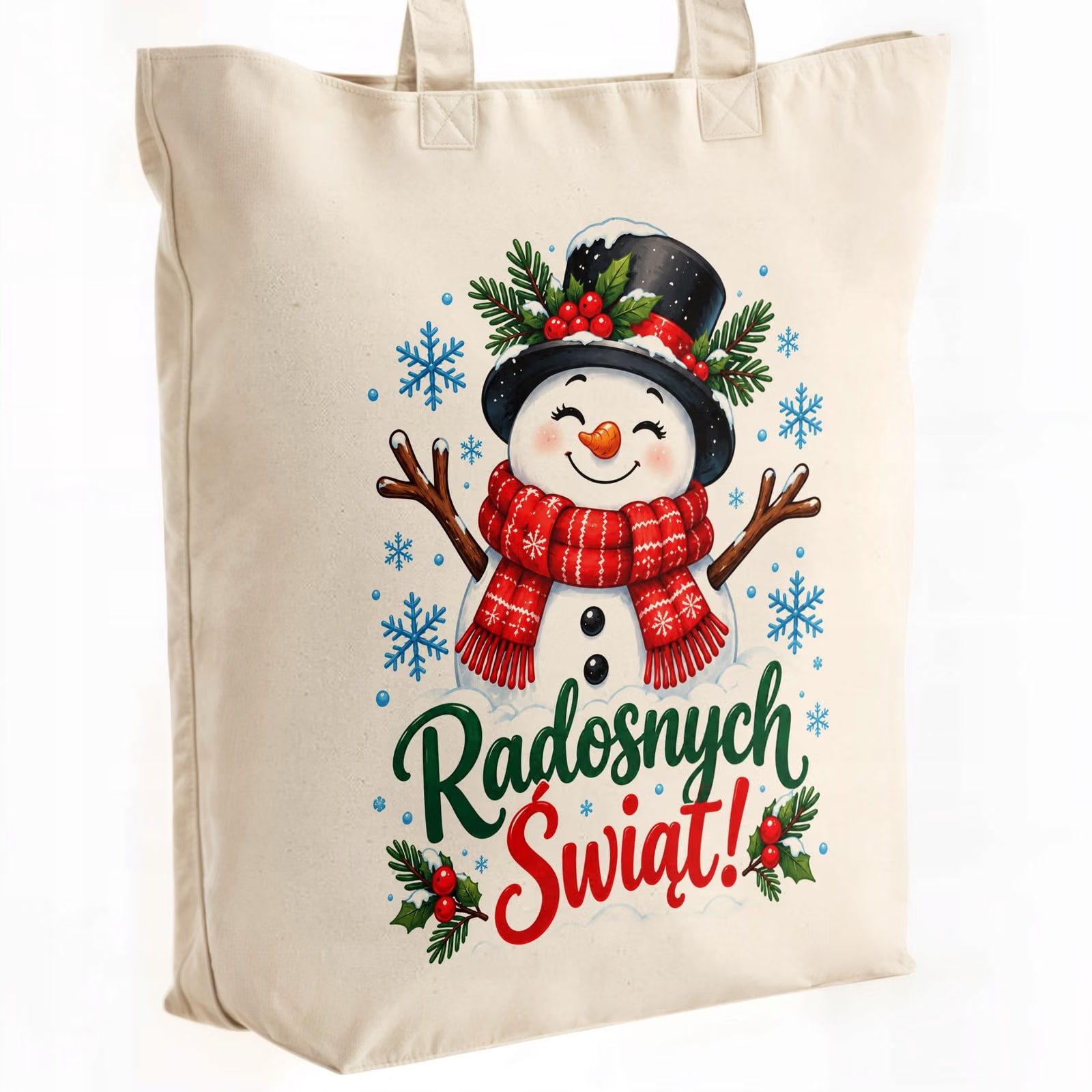 Torba shopper bawełniana premium święta boże narodzenie z nadrukiem