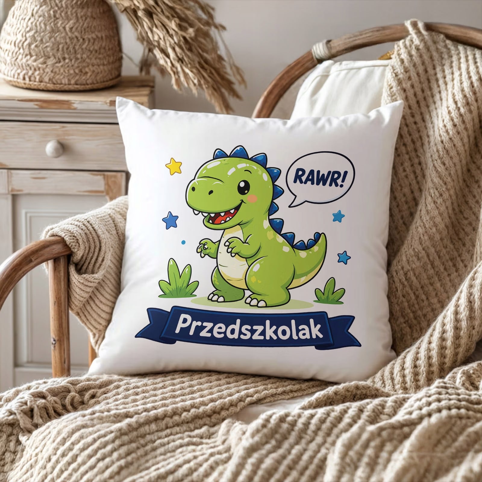 Poduszka Jasiek z nadrukiem 38x38cm Przedszkolak Dla Dzieci Prezent