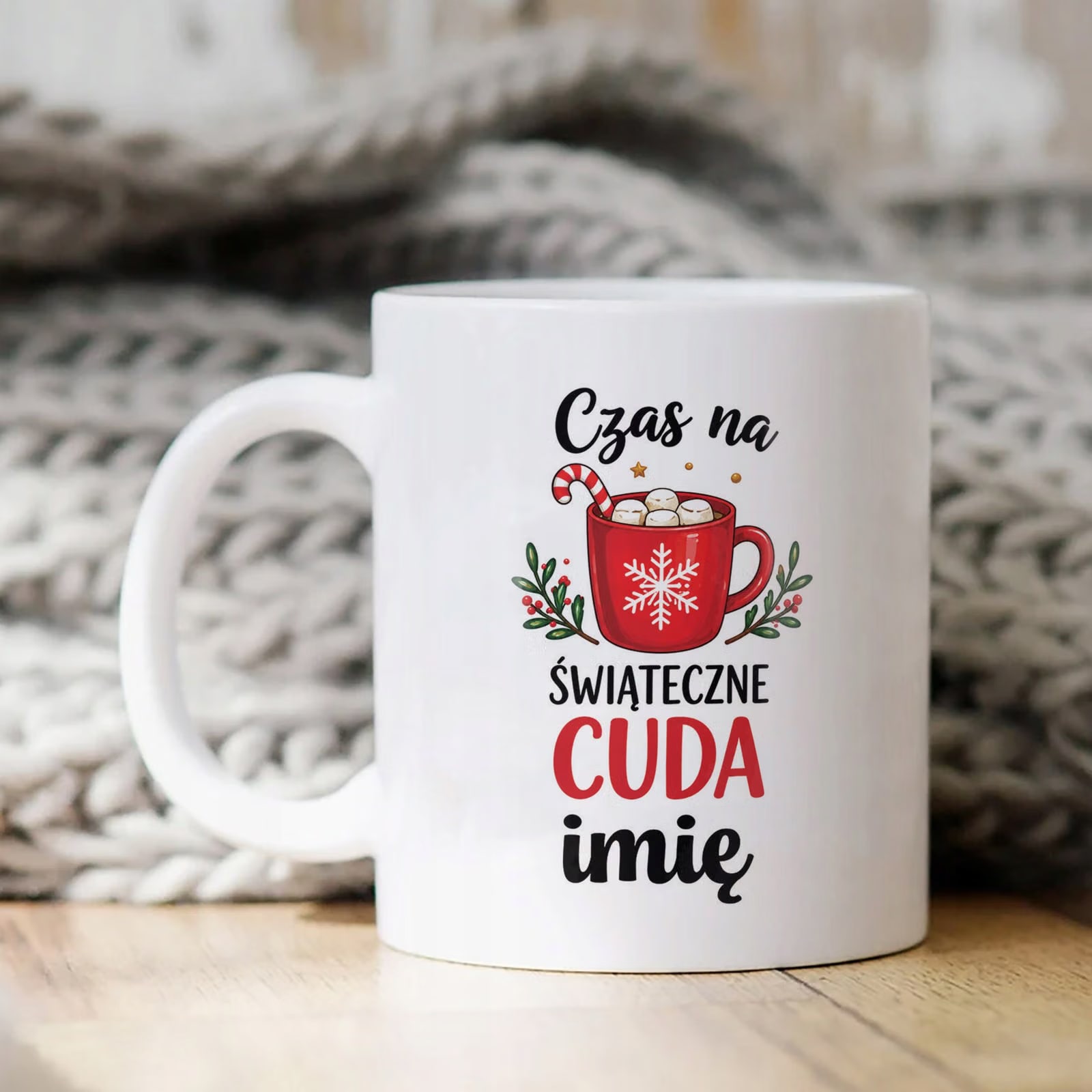 Kubek Biały Personalizowany z Nadrukiem Boże Narodzenie Święta Prezent