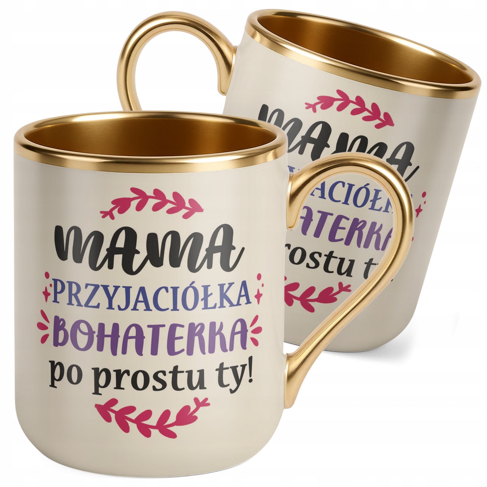 Kubek Premium Złoty Ecru Dzień Matki Dla Mamy Prezent Mama Przyjaciółka