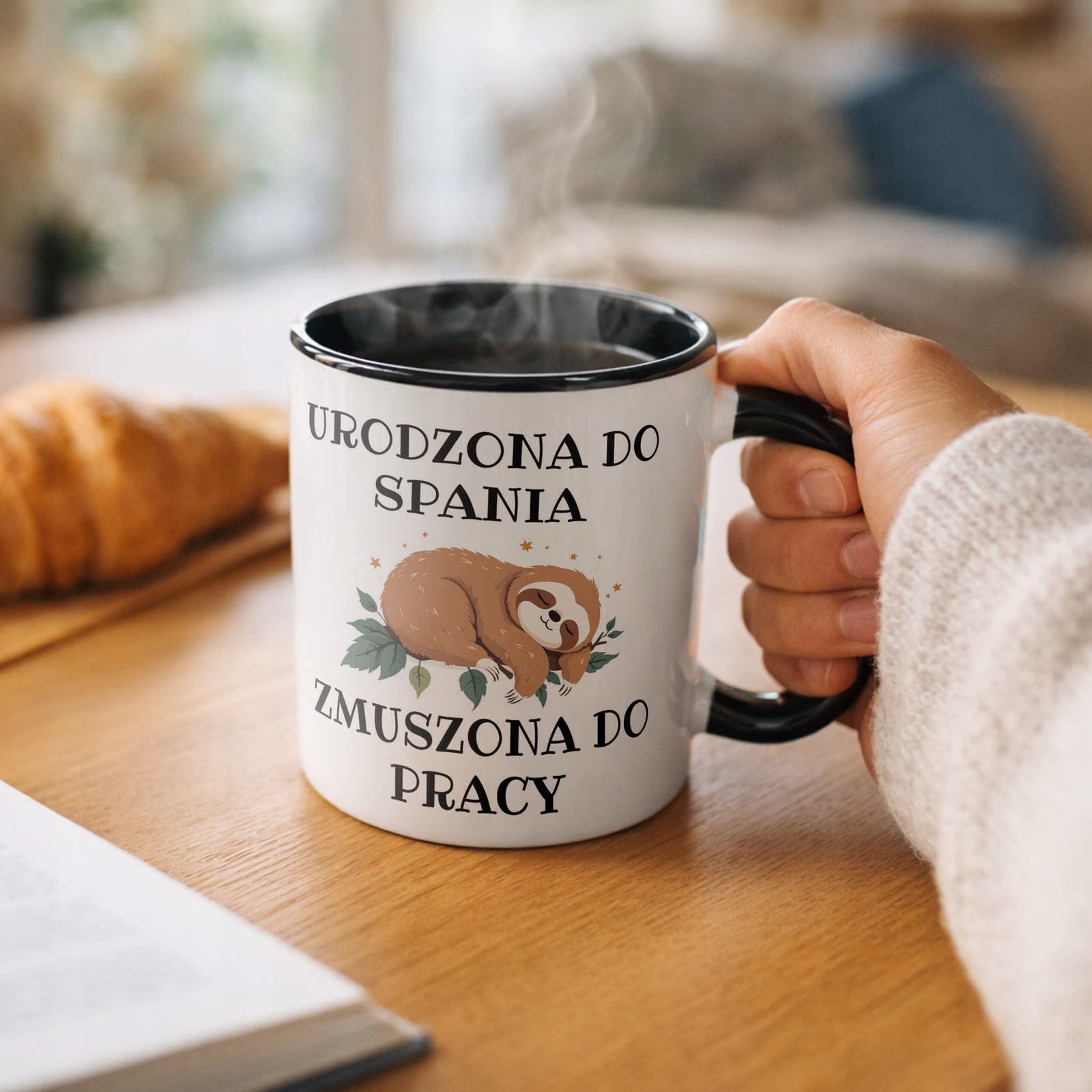 Kubek Czarny Urodzona Do Spania Śmieszny Zabawny Prezent