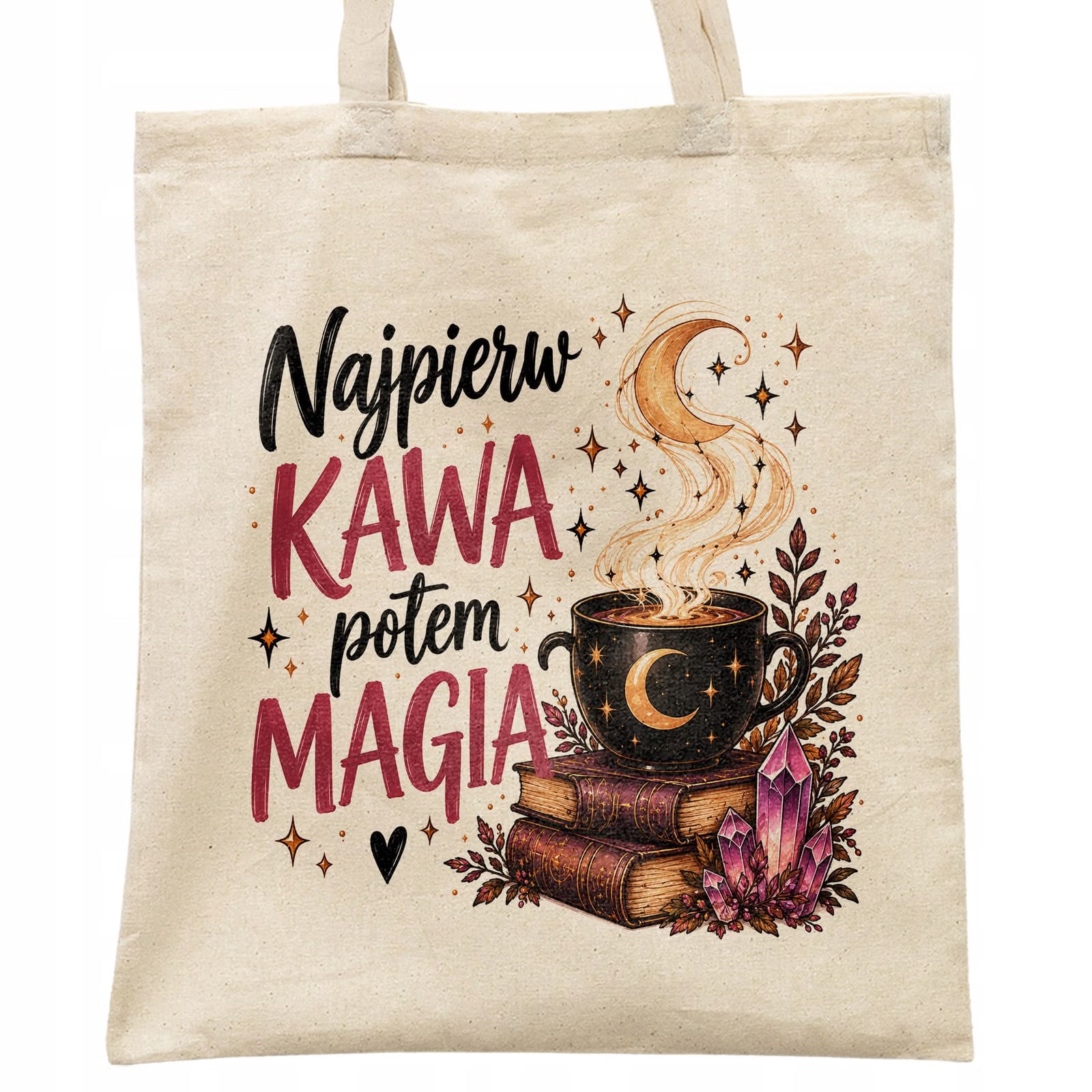 Torba shopper bawełniana czarownica kobieta na zakupy z nadrukiem