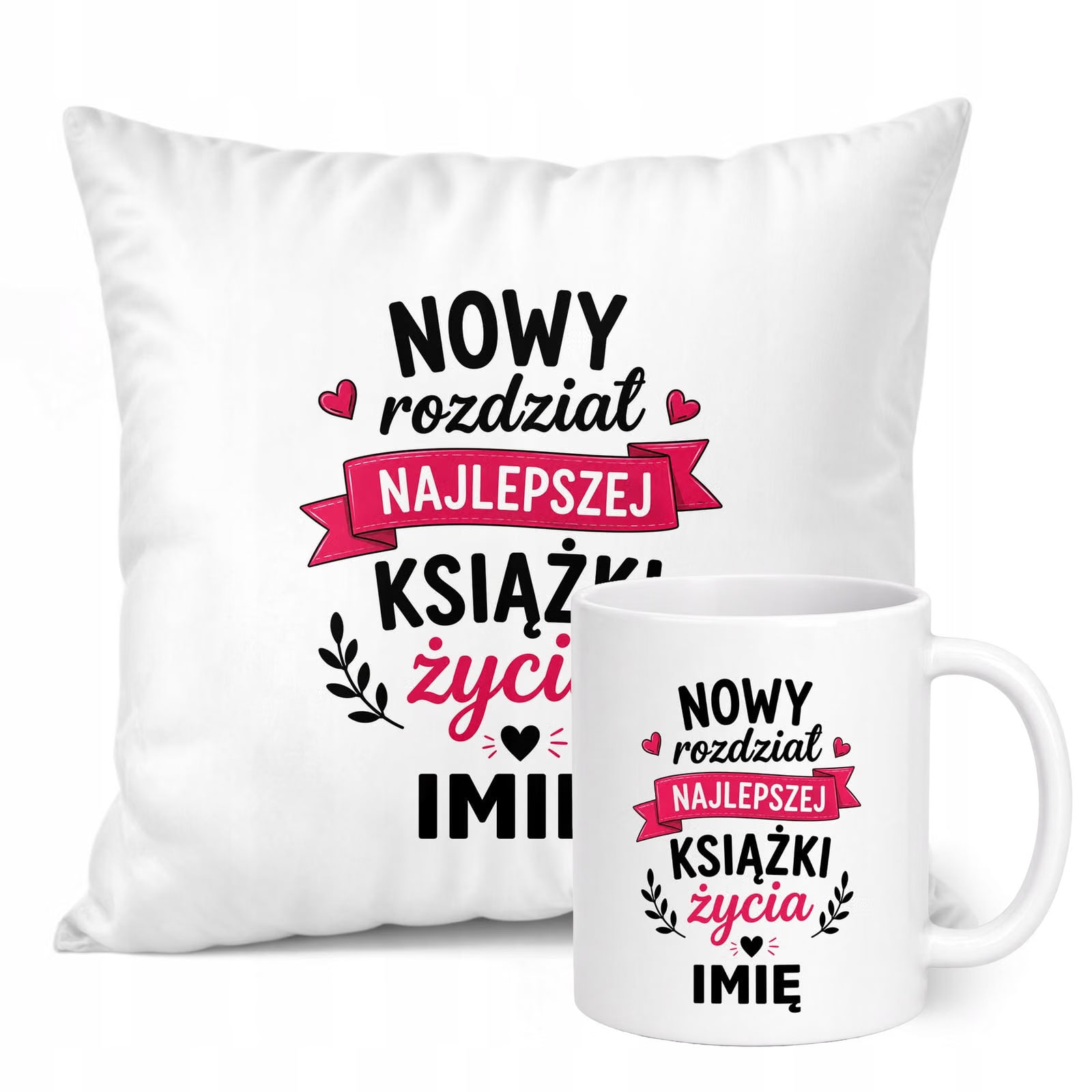 Zestaw Personalizowany Kubek Biały Poduszka Emerytura Dla Emerytki Prezent