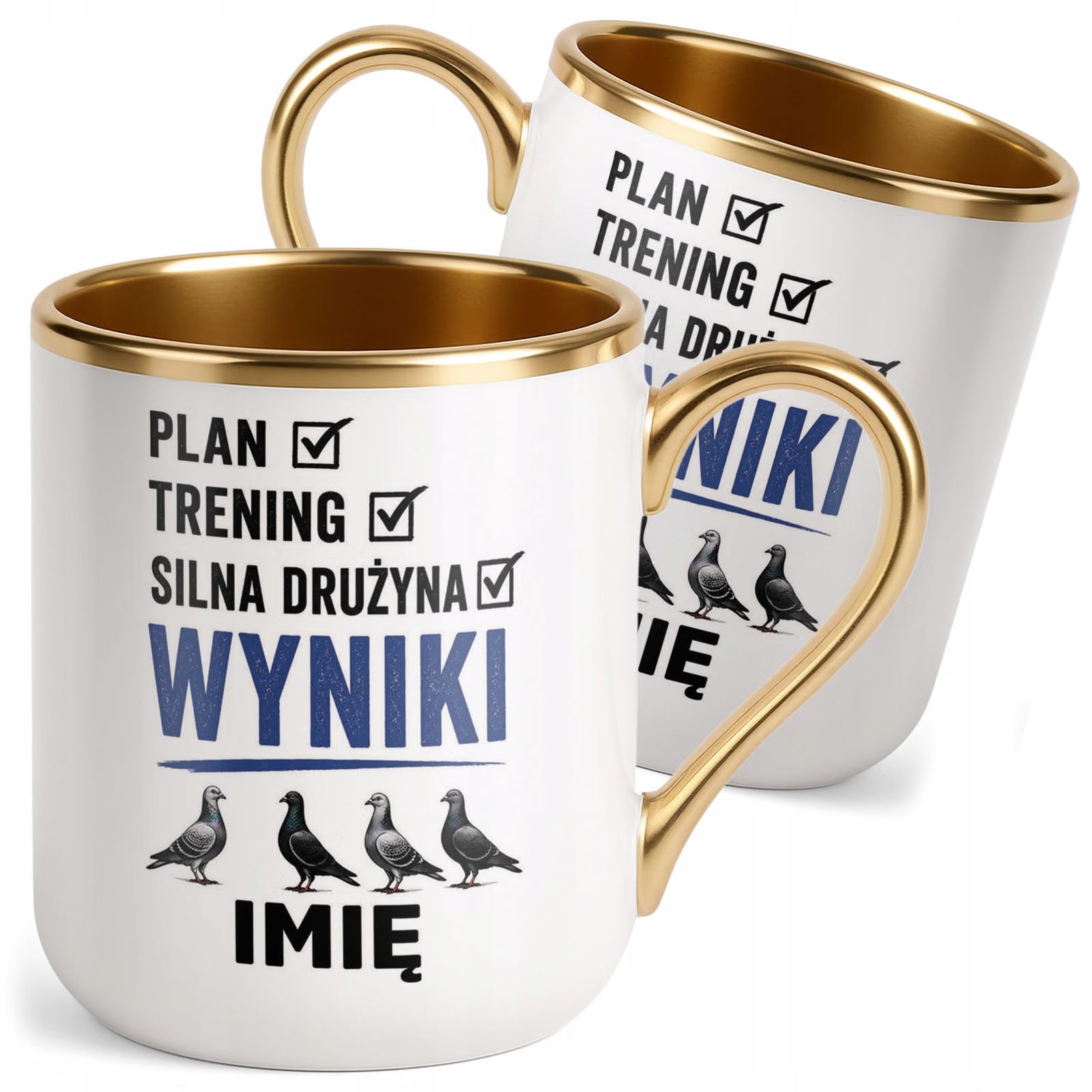 Kubek Personalizowany z nadrukiem Premium Złoty Dla Gołębiarza Prezent