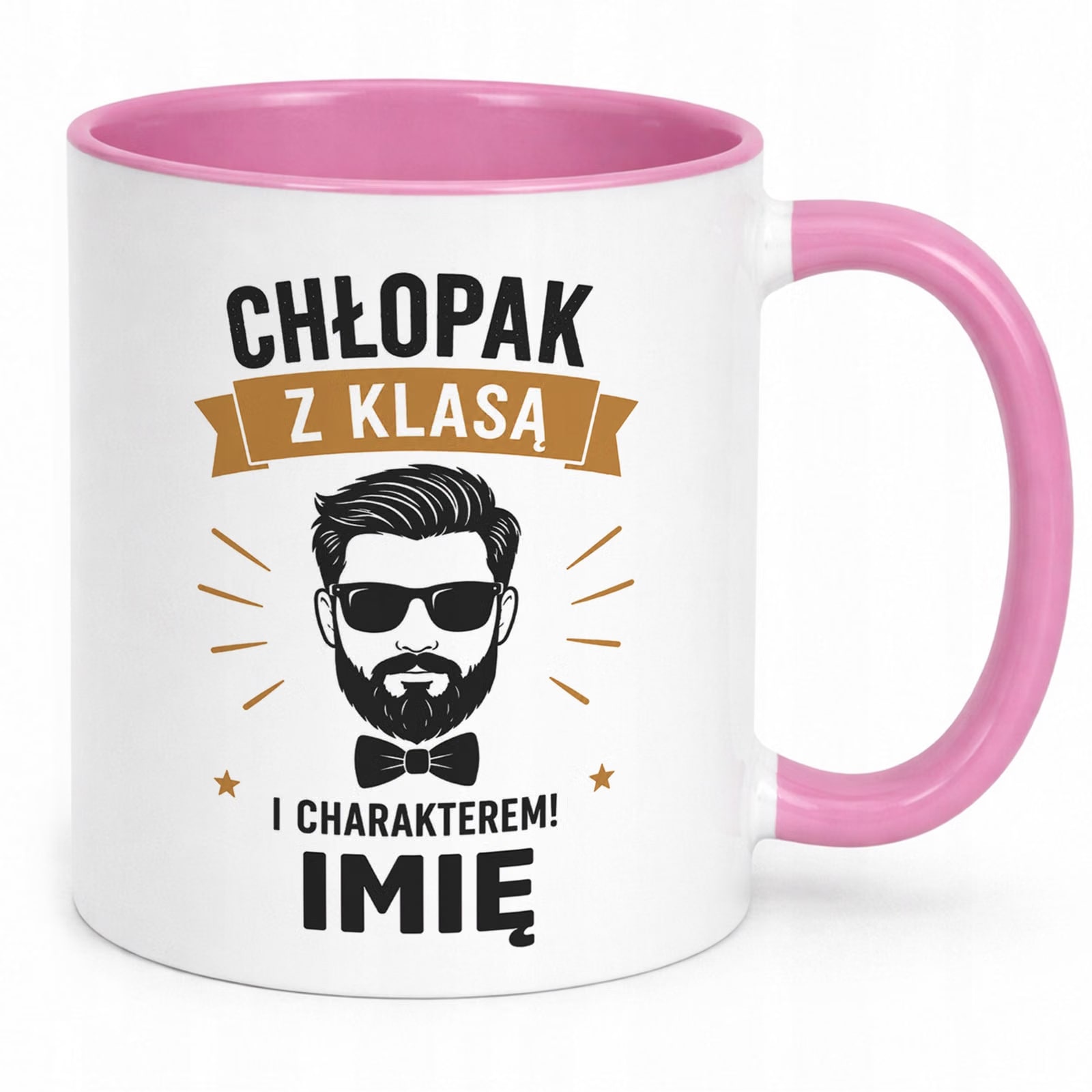 Różowy Kubek personalizowany z nadrukiem Dzień Chłopaka Mężczyzny Prezent