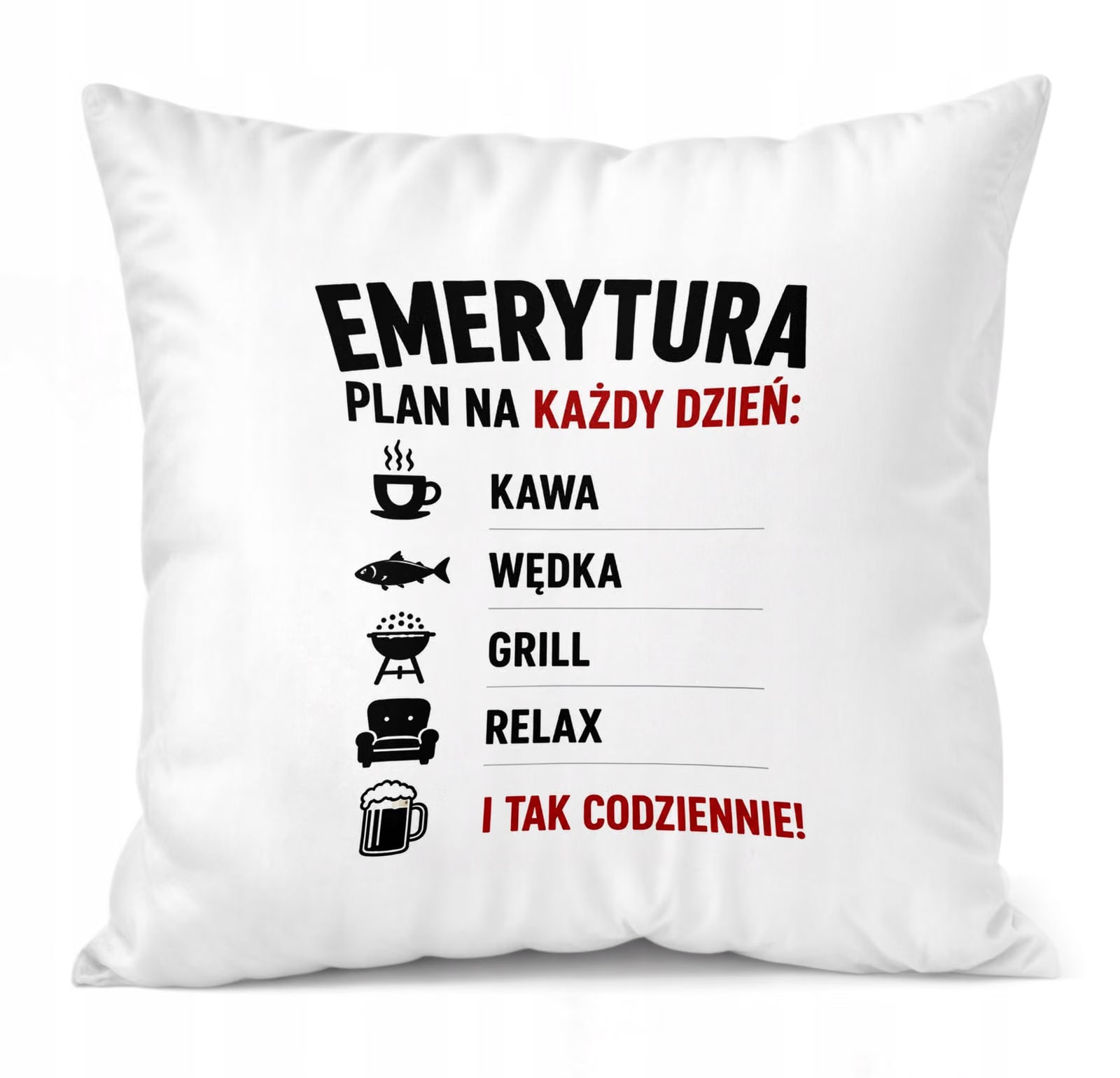 Poduszka Jasiek 38x38cm z Nadrukiem Emerytura Dla Emeryta Upominek Prezent