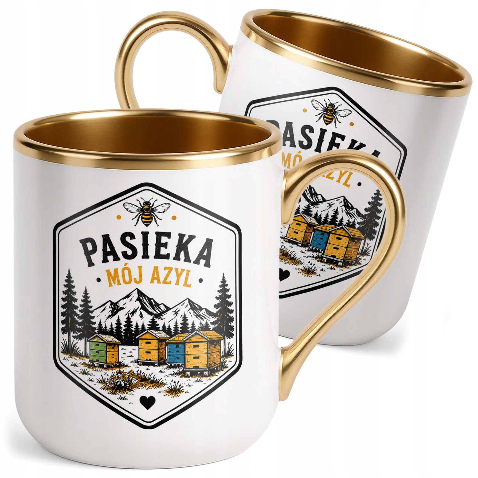 Kubek z nadrukiem Premium Złoty Dla Pszczelarza Szef Pasieki Prezent