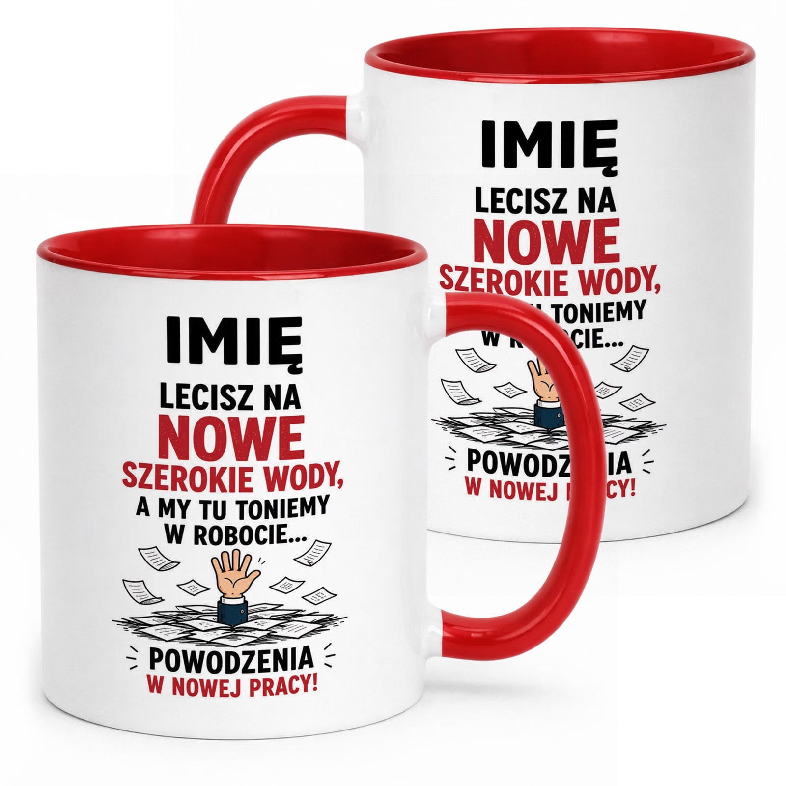 Kubek Czerwony Personalizowany z Nadrukiem Pożegnanie Odejście z Pracy