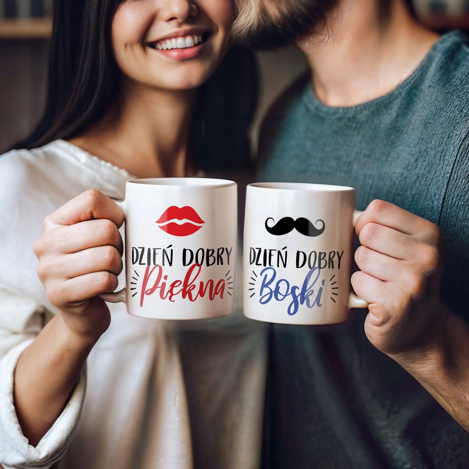 Zestaw kubków na Walentynki Dzień Dobry Piękna Boski Prezent Dla Pary