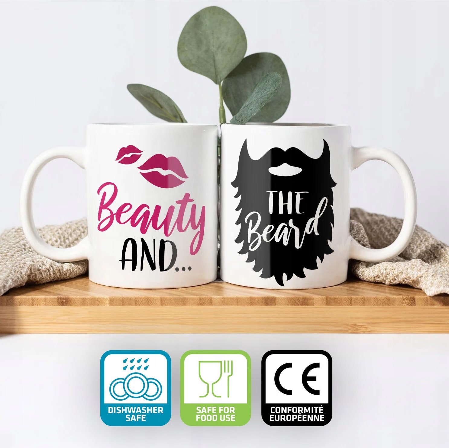 Zestaw kubków na Walentynki Beauty and The Beard Prezent Dla Pary Upominek