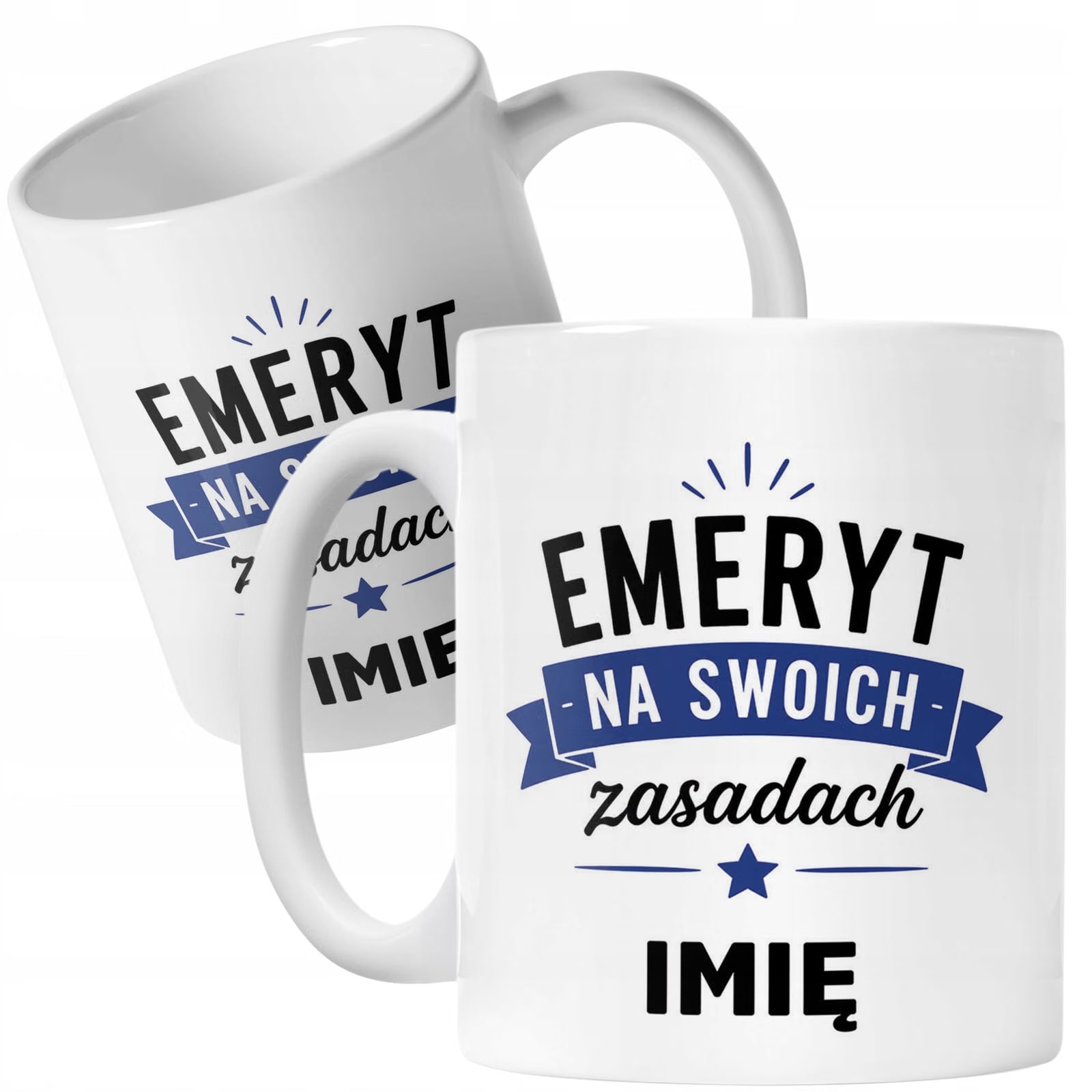Biały Kubek Personalizowany z Nadrukiem Emerytura Dla Emeryta Prezent