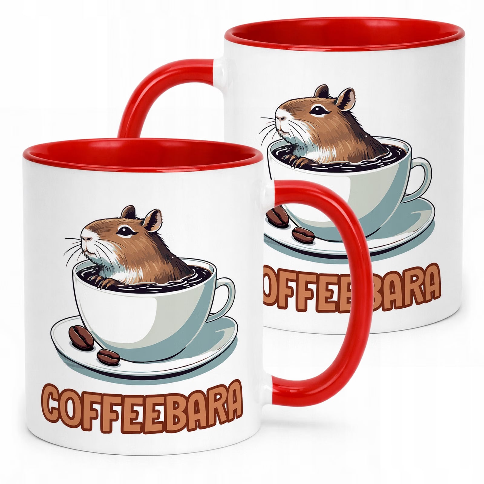 Kubek Czerwony Kapibara Capybara Zwierzak Słodki Dla Dzieci Prezent